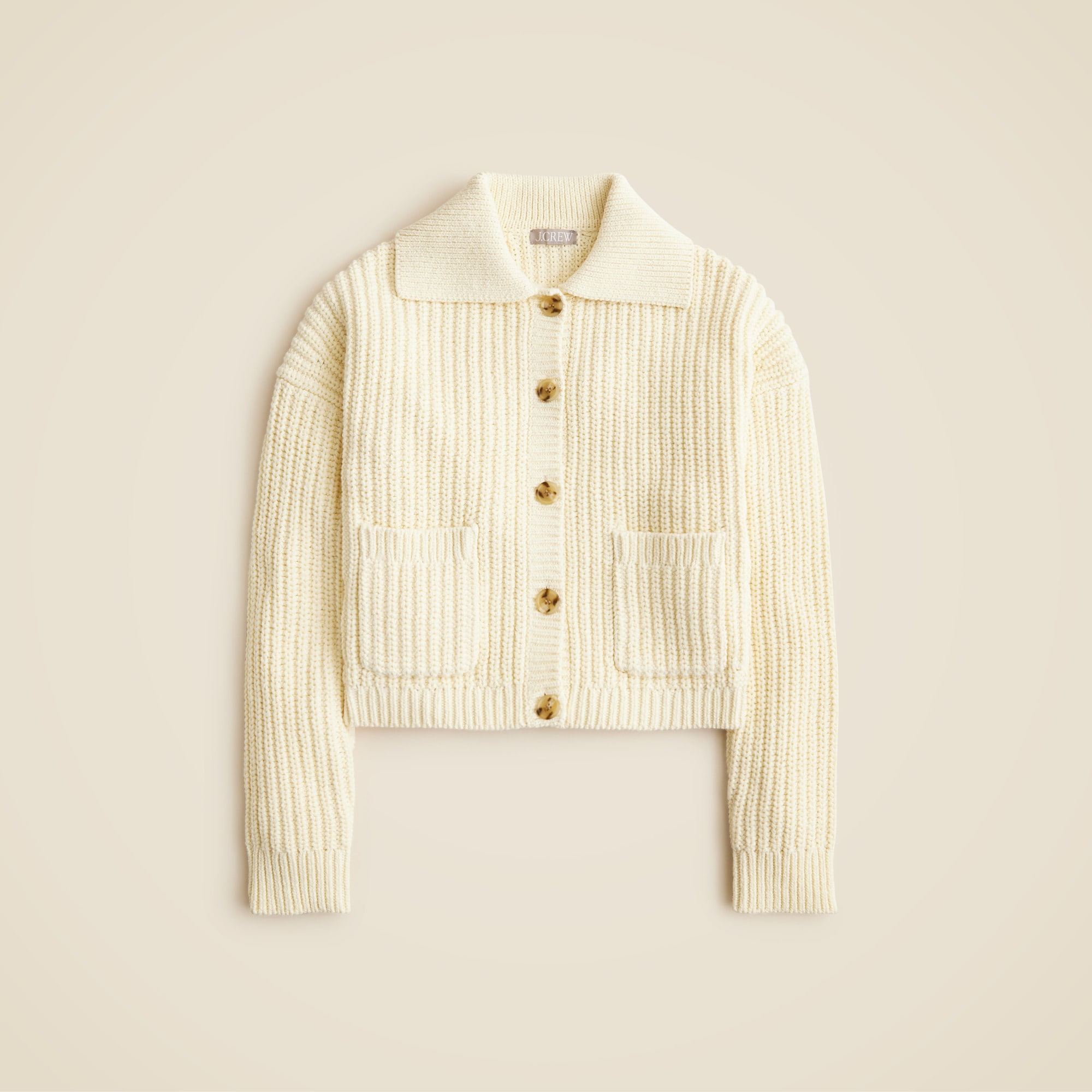 Collared crewneck cardigan