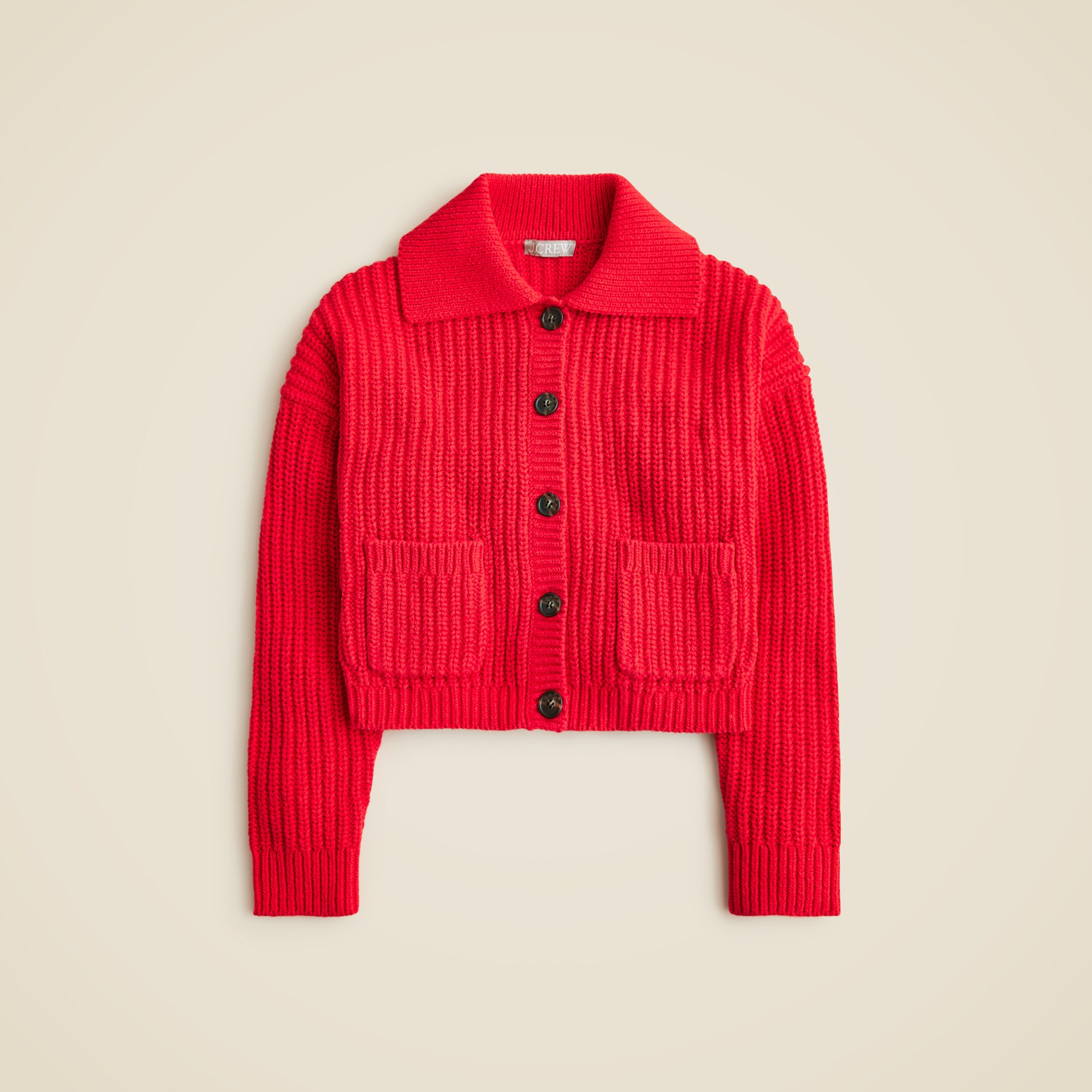  Collared crewneck cardigan