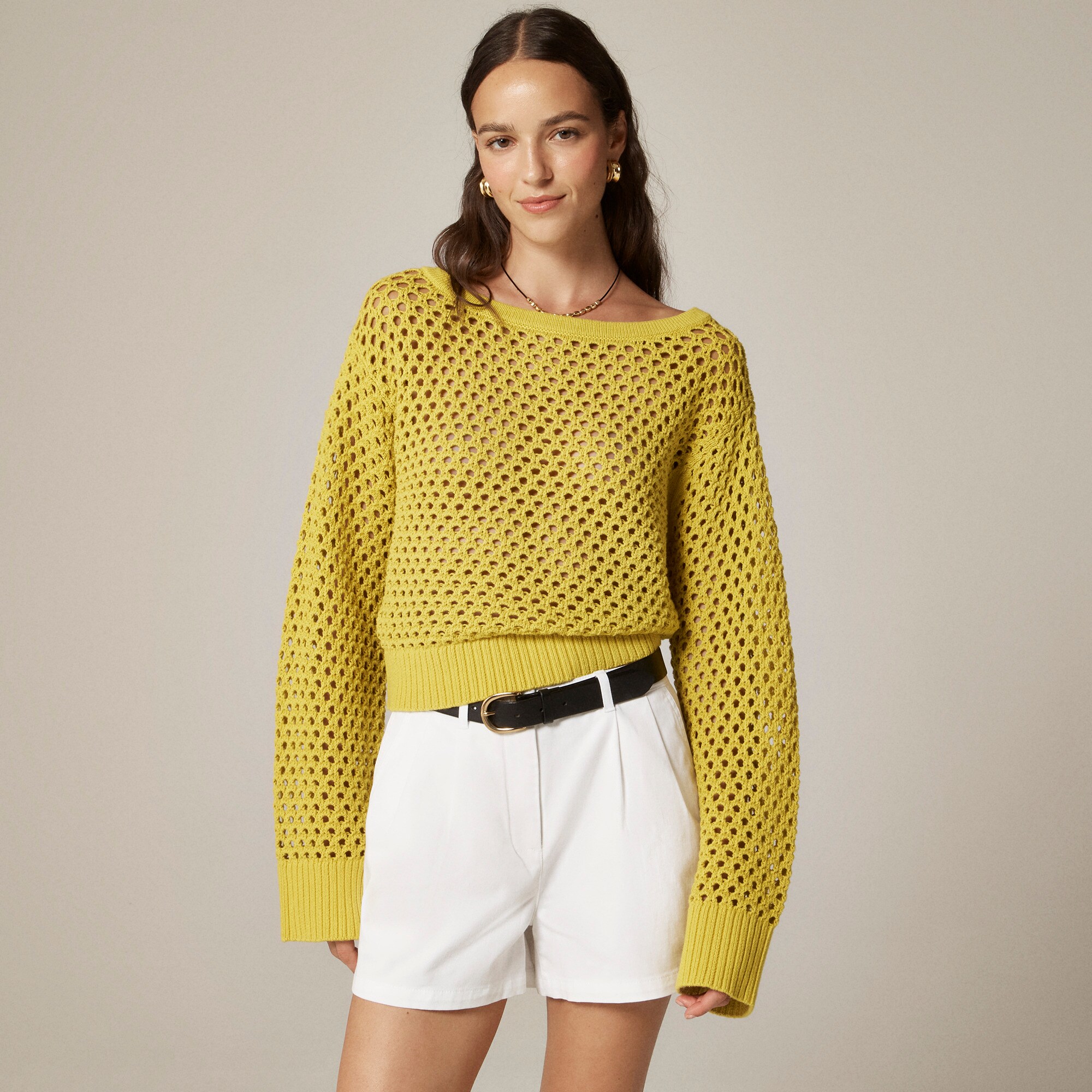 Pointelle boatneck sweater