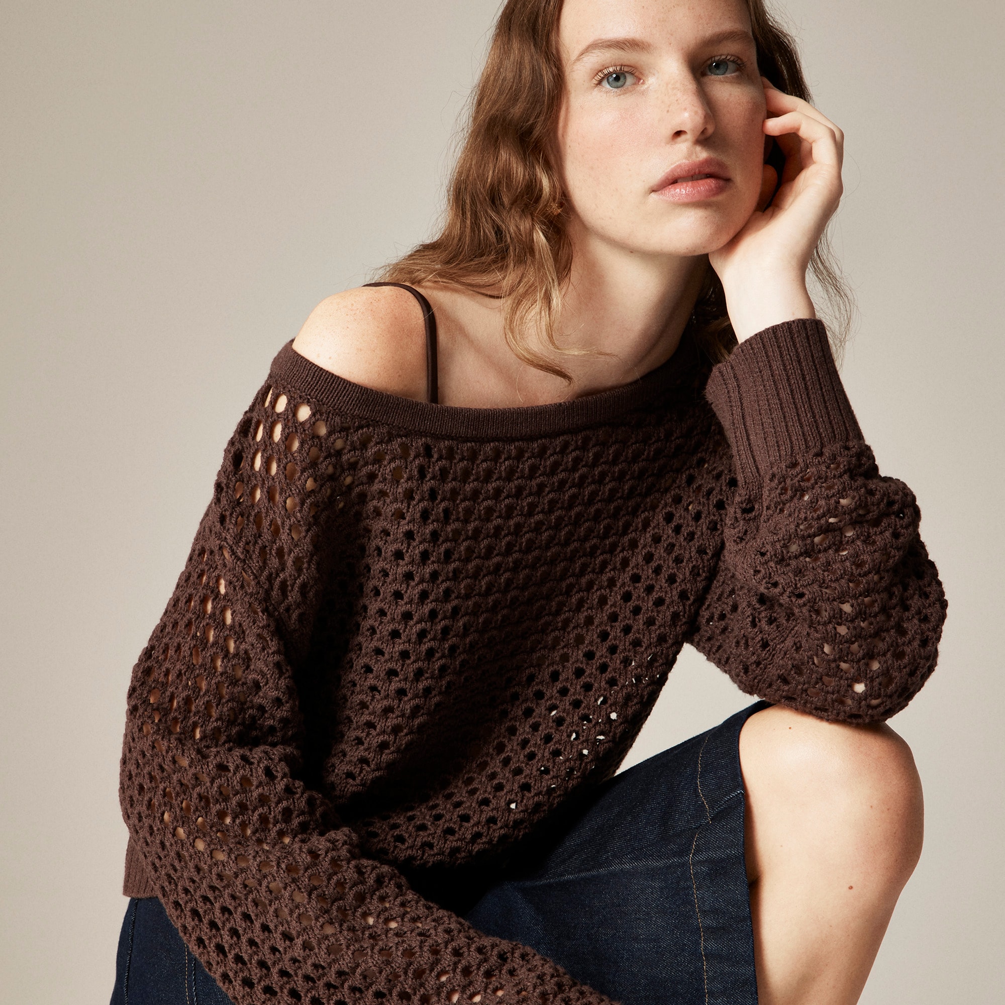 い*J様 RRL INDIGO BOARDER BOATNECK KNIT indigo jacquard-knit