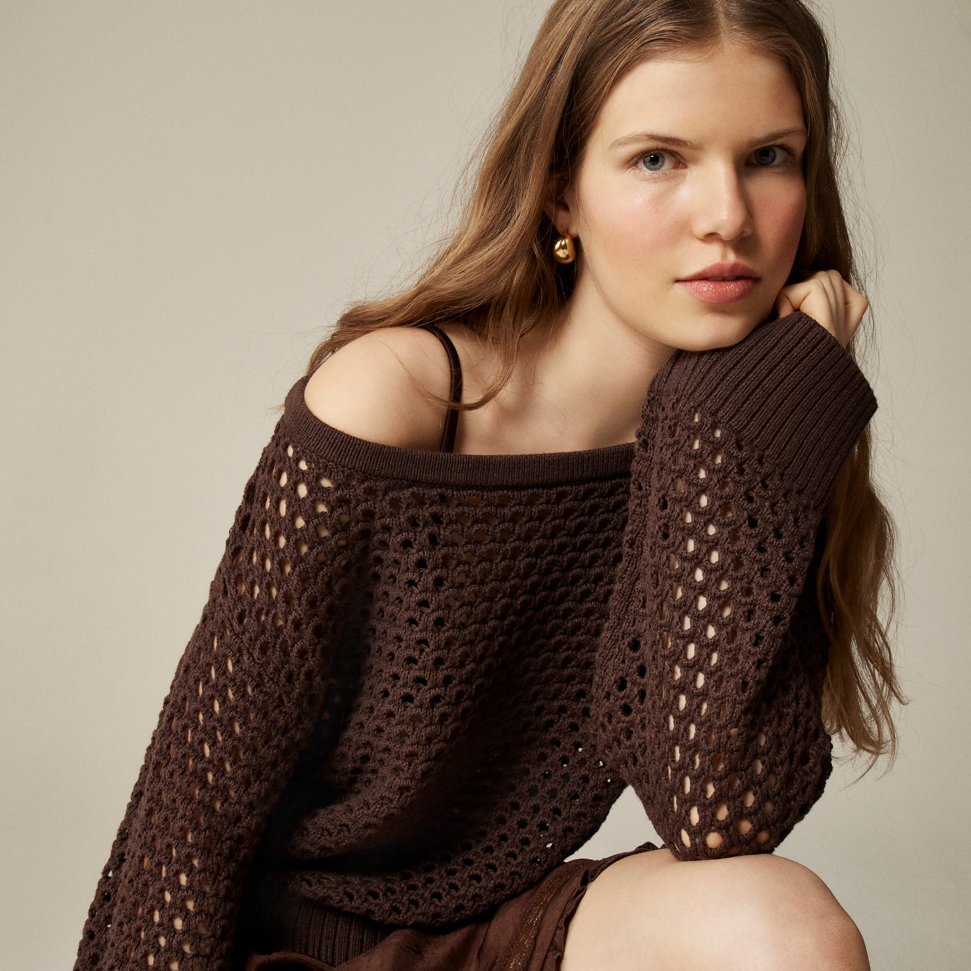 womens Pointelle boatneck sweater