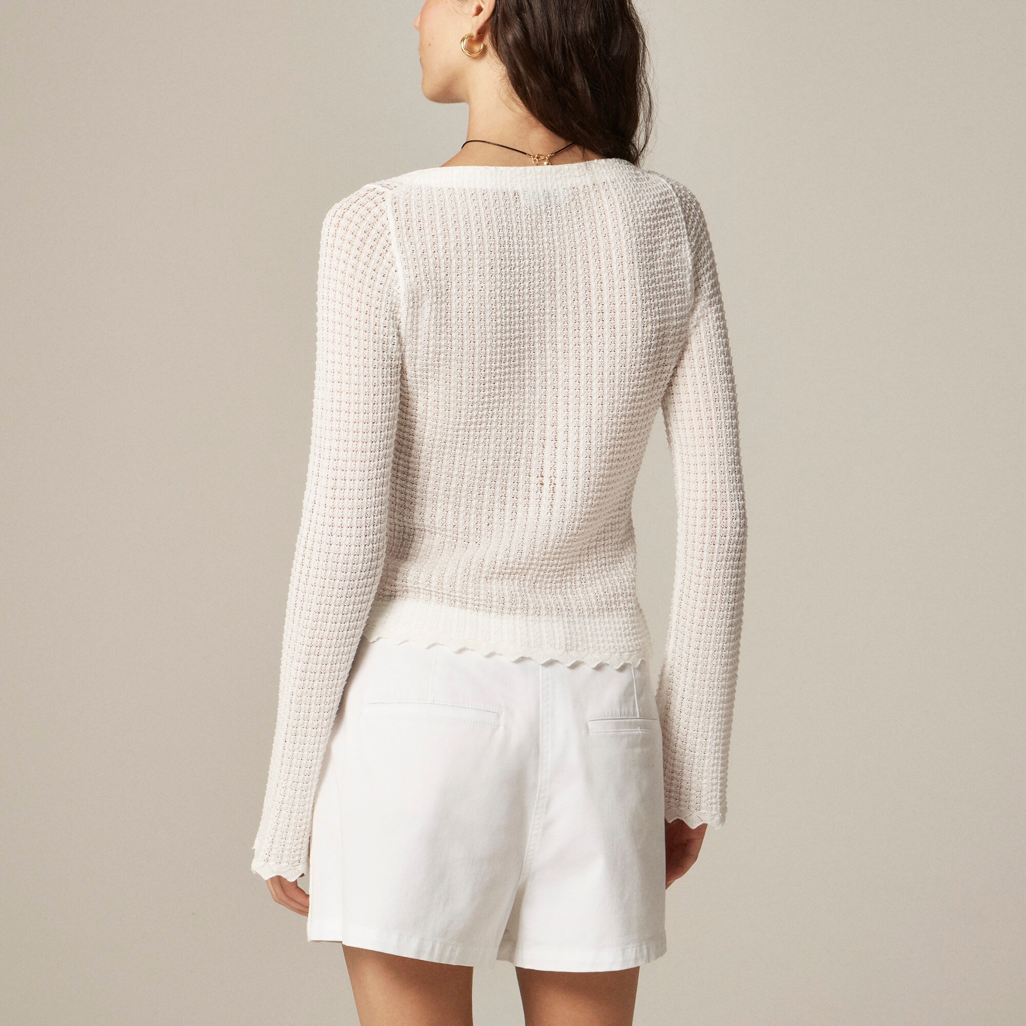 Scallop-trim cardigan top