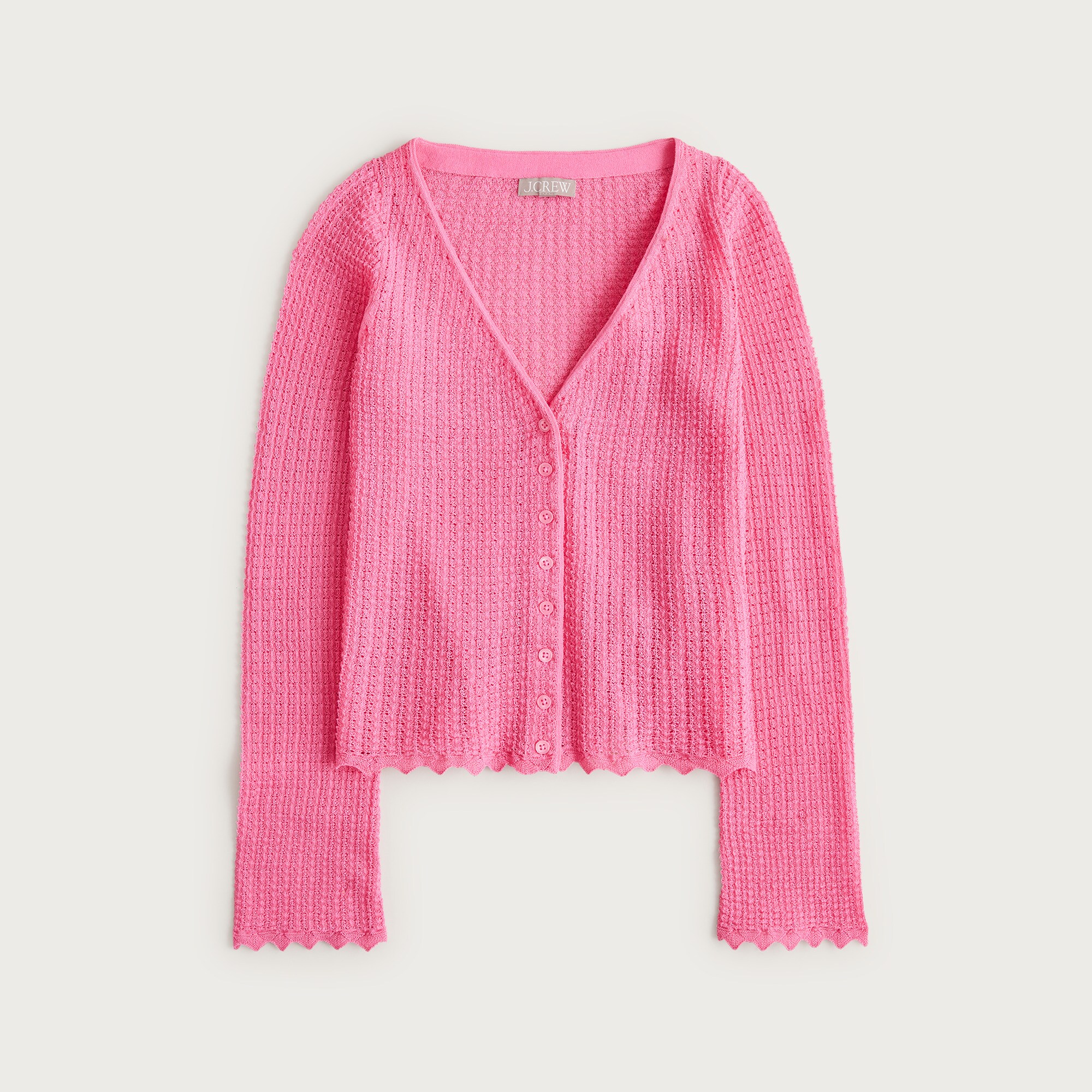 Scallop-trim cardigan top