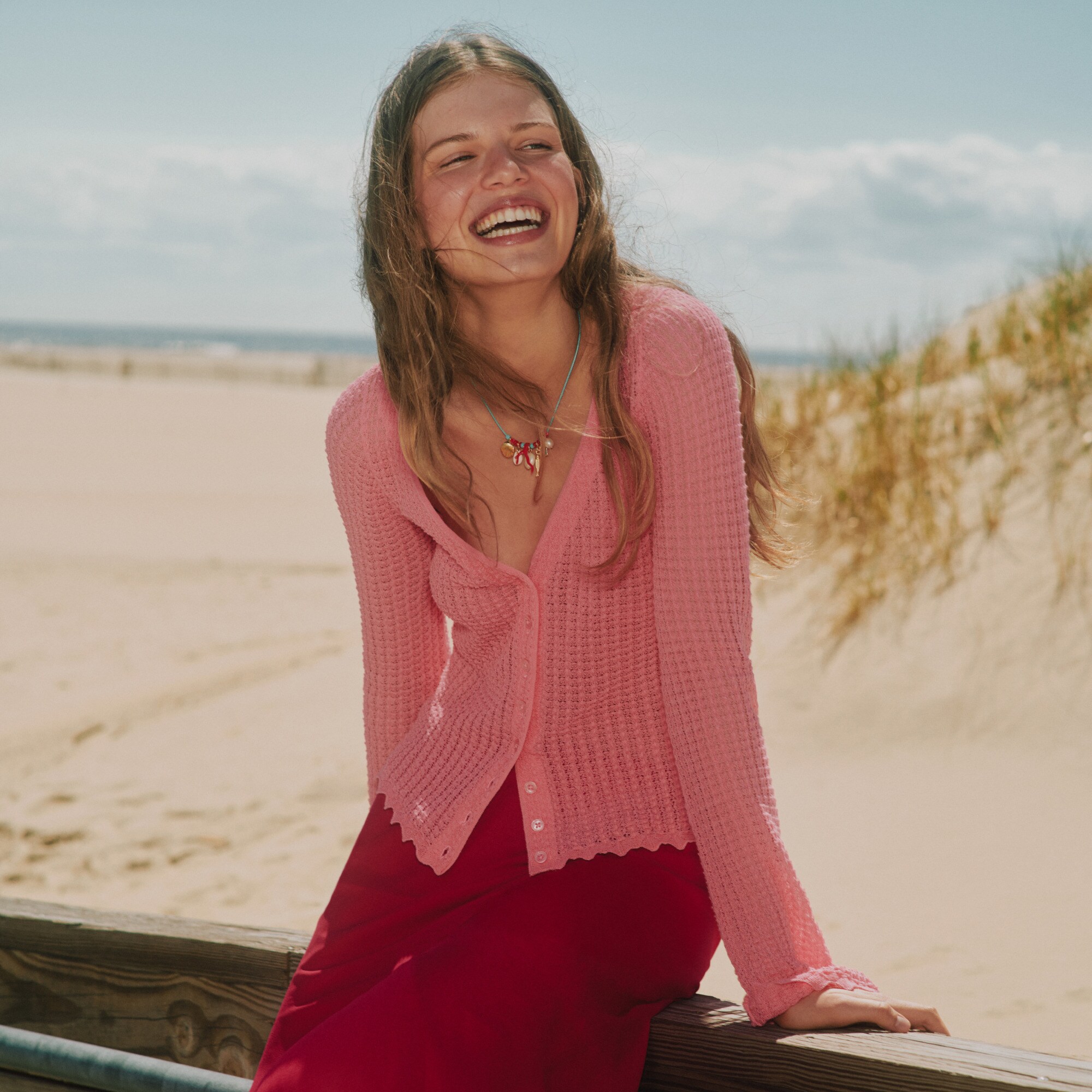 Scallop-trim cardigan top
