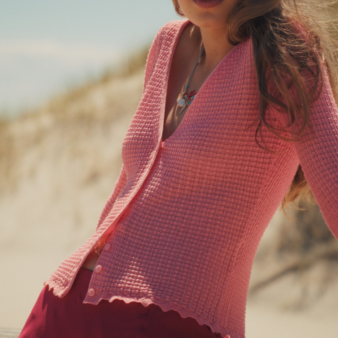 Scallop-trim cardigan top
