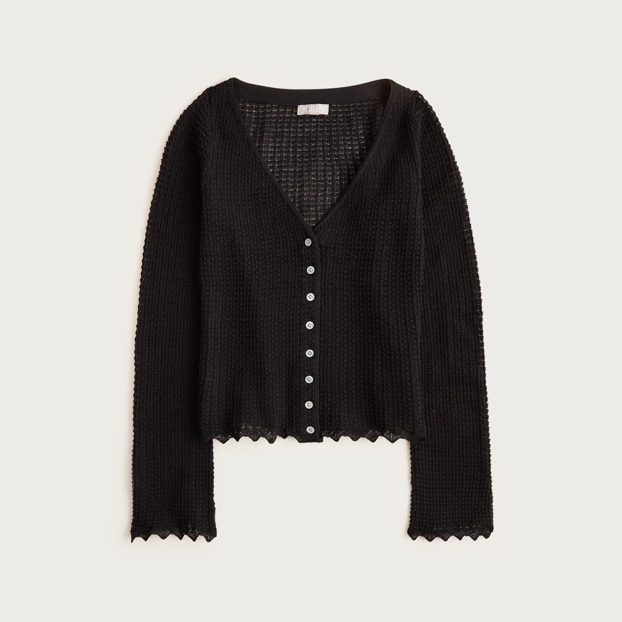 Scallop-trim cardigan top