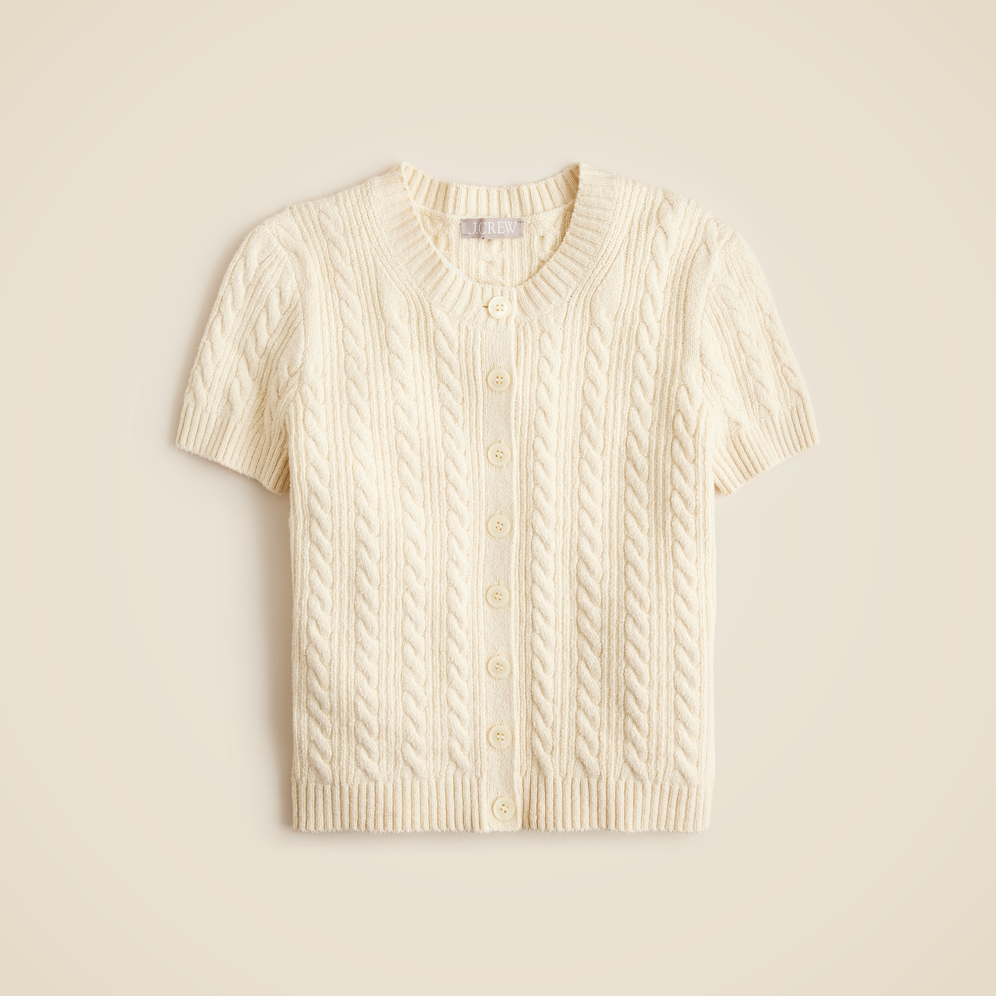 Cable-knit Short-sleeve Cardigan Top For Women | J.Crew