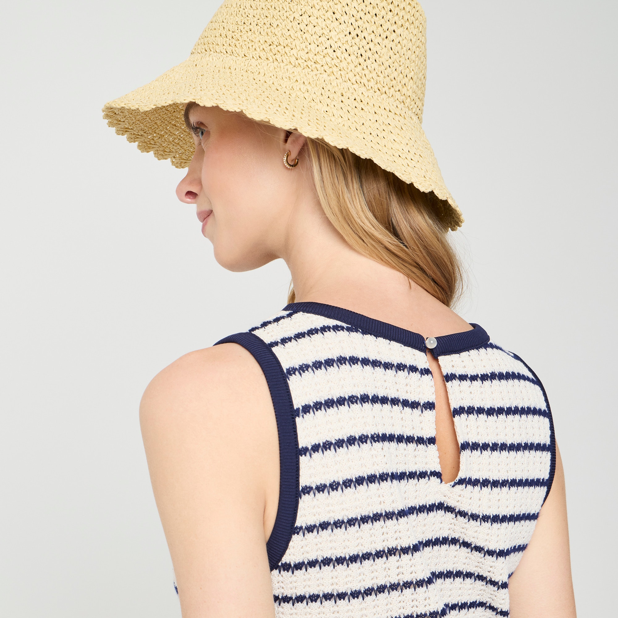 Striped crochet mini dress