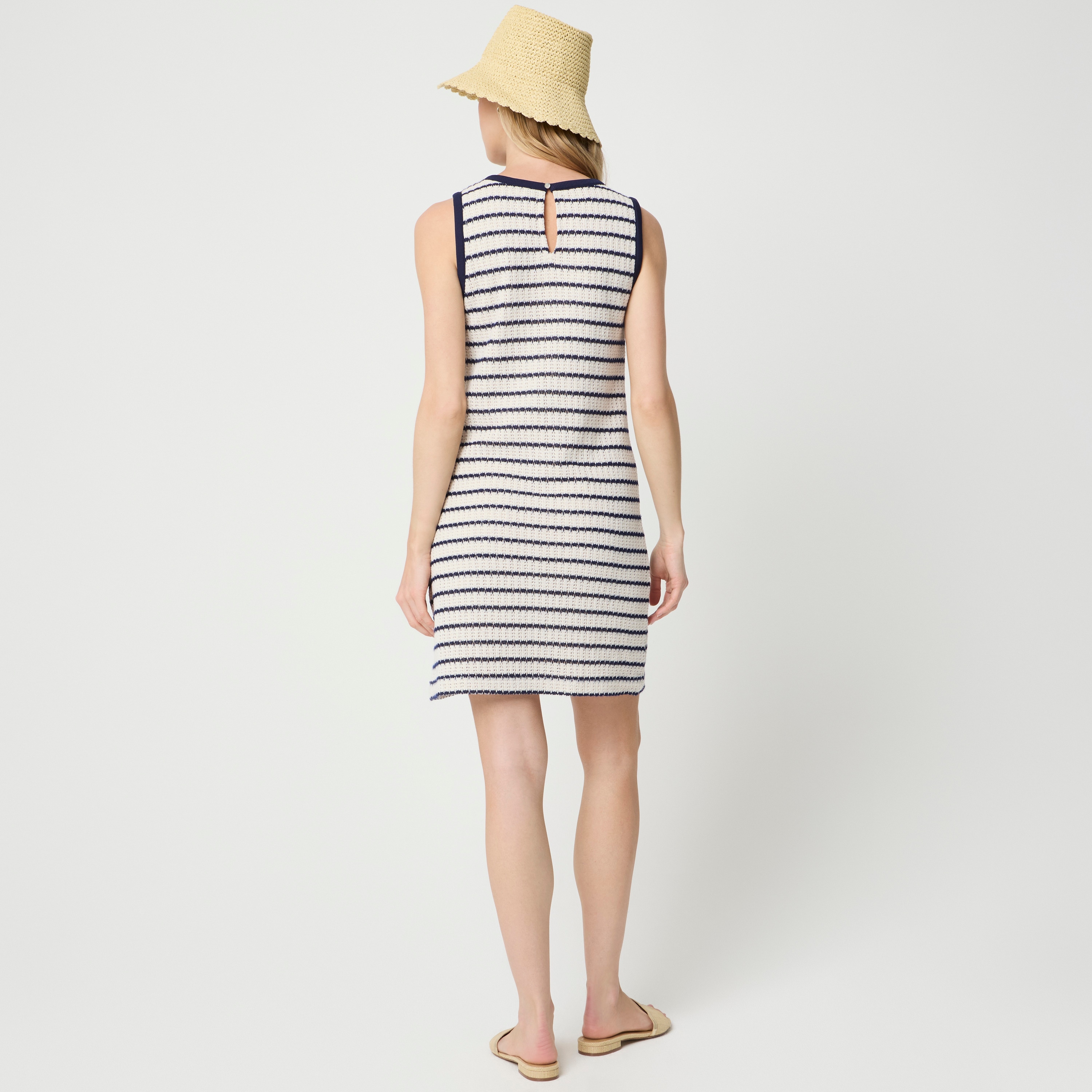 Striped crochet mini dress