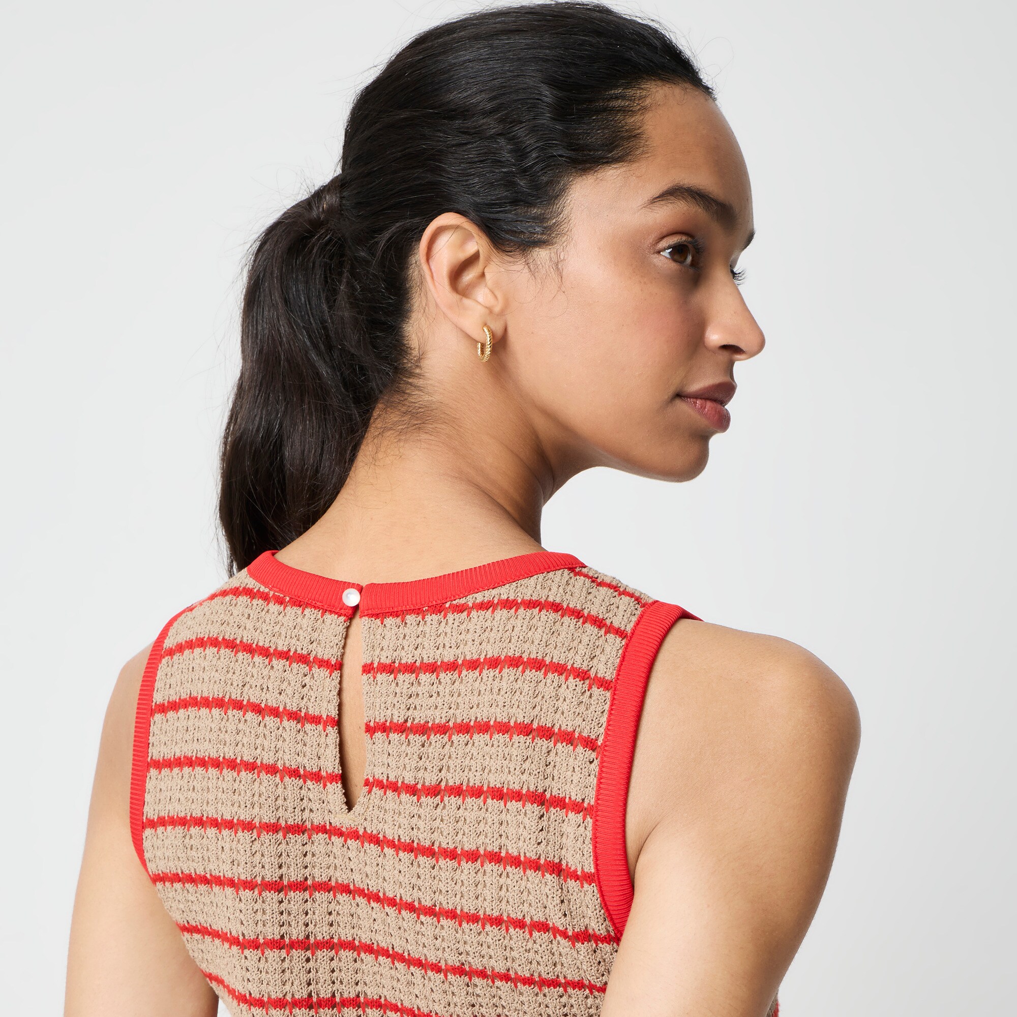 Striped crochet mini dress