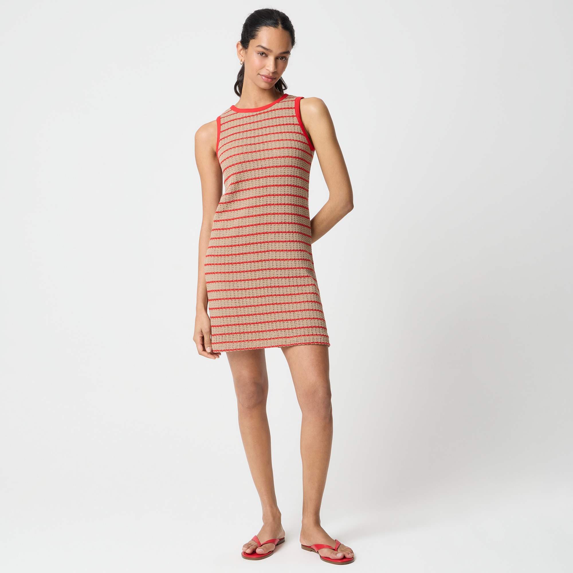 Striped crochet mini dress