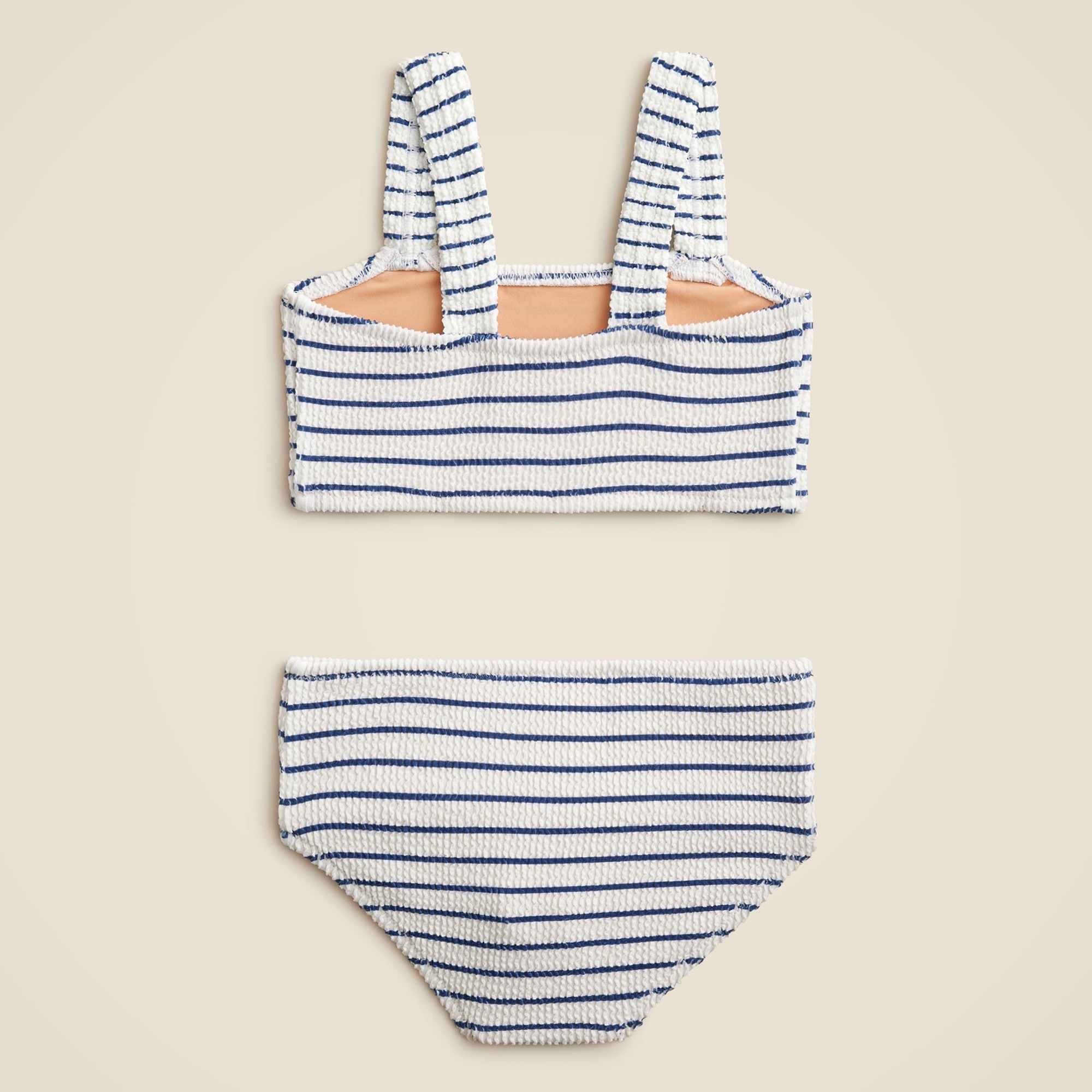 Girls' smocked two-piece swimsuit with UPF 50+ fabric