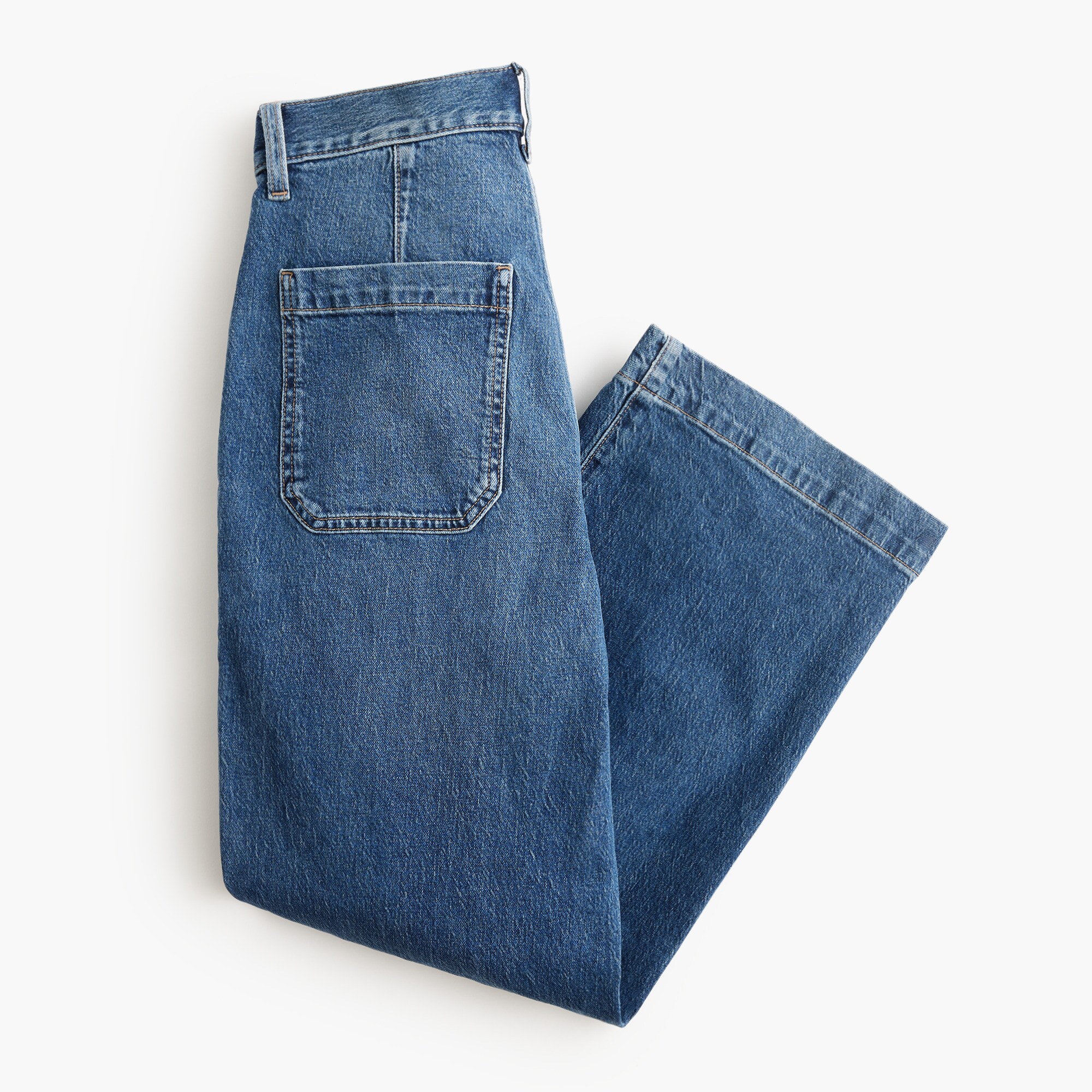 Wide-leg cropped utility jean in all-day stretch