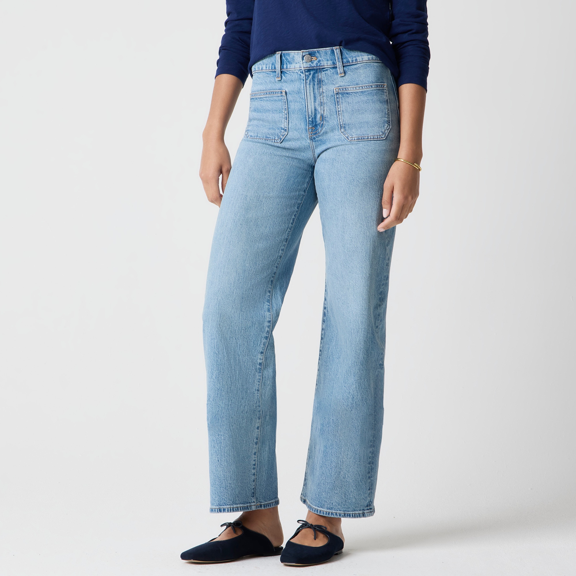 Slim wide-leg patch-pocket jean all-day stretch
