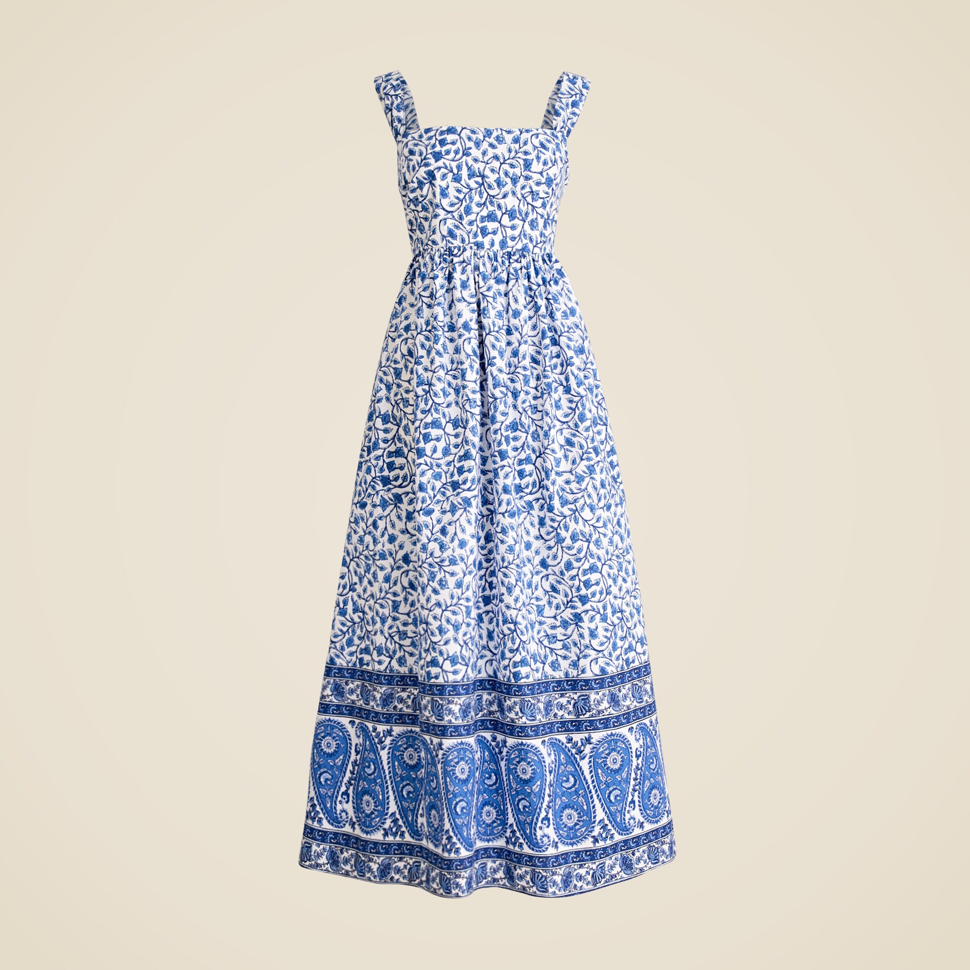 Squareneck midi dress in bandana block print