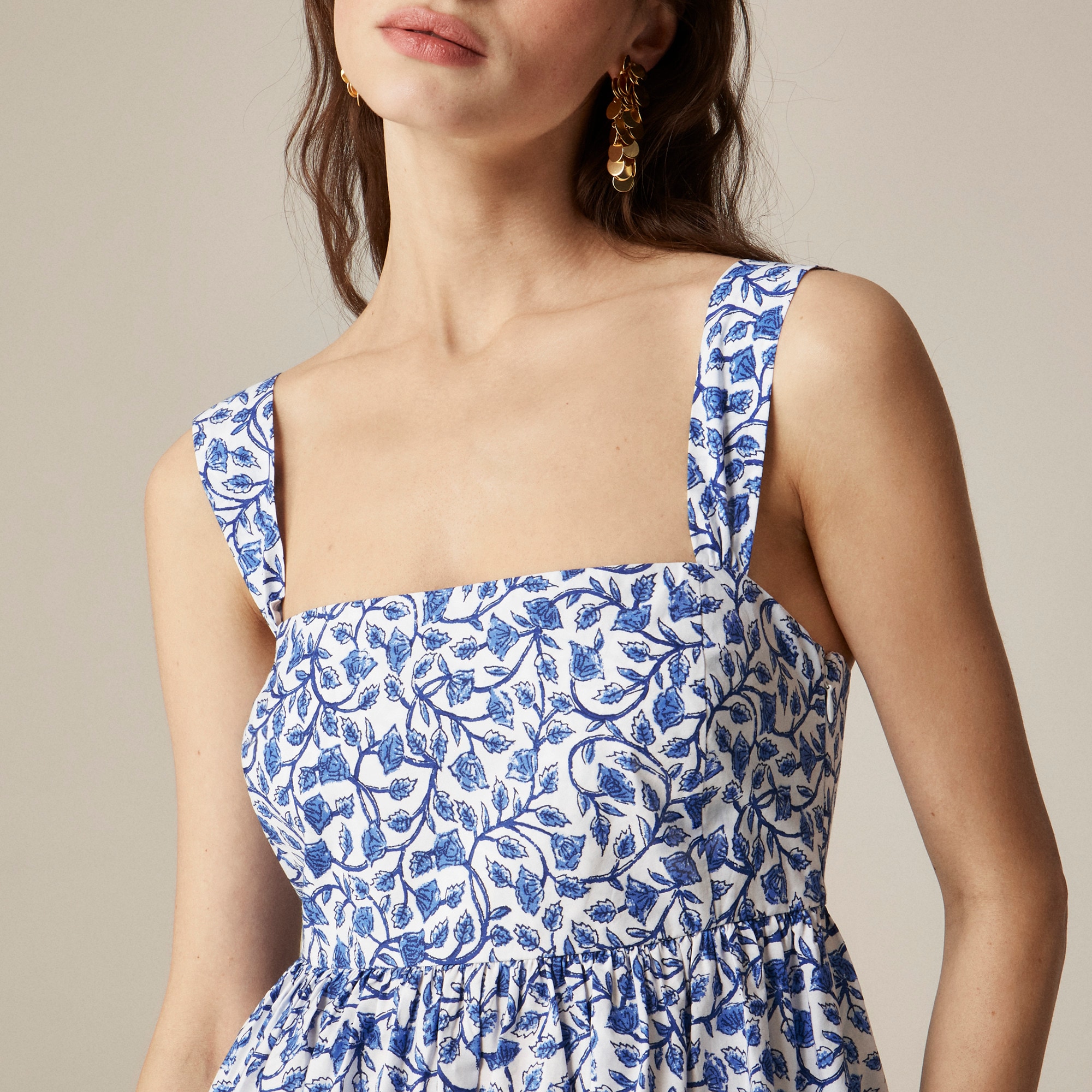 Squareneck midi dress in bandana block print