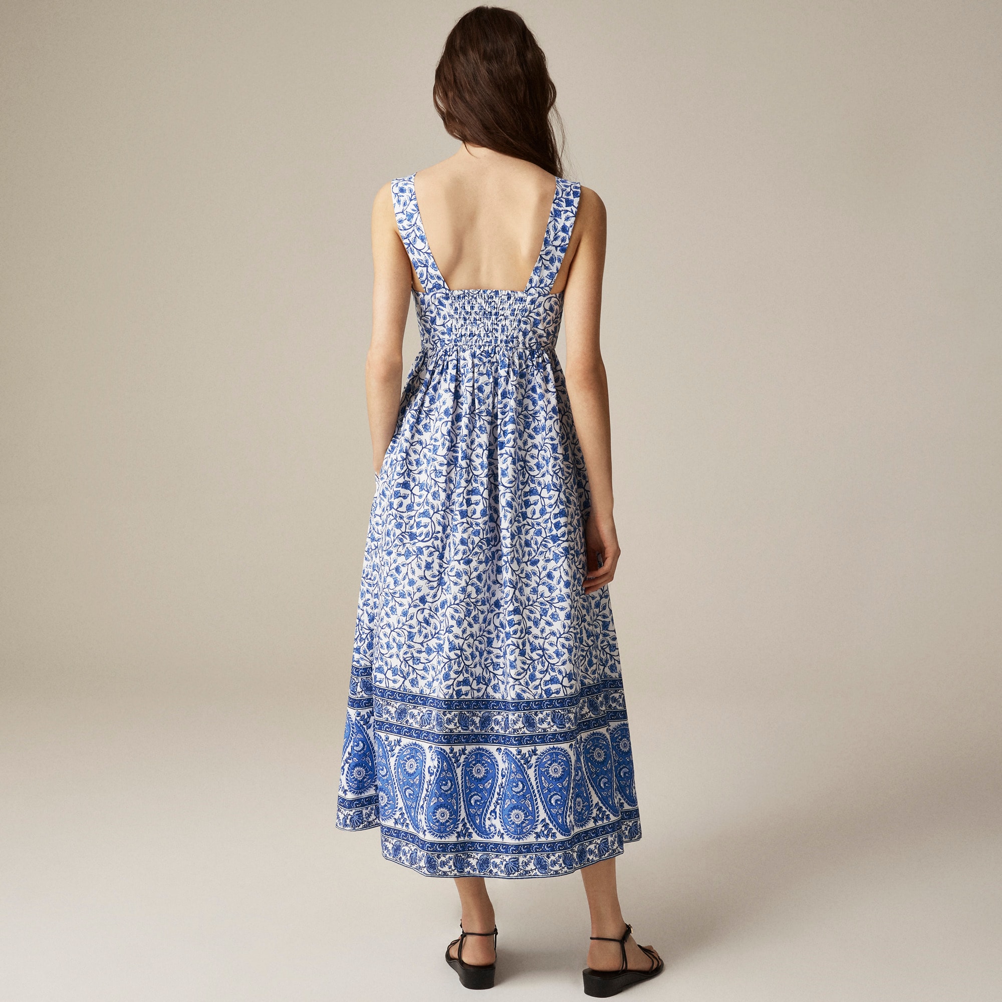 womens Squareneck midi dress in bandana block print