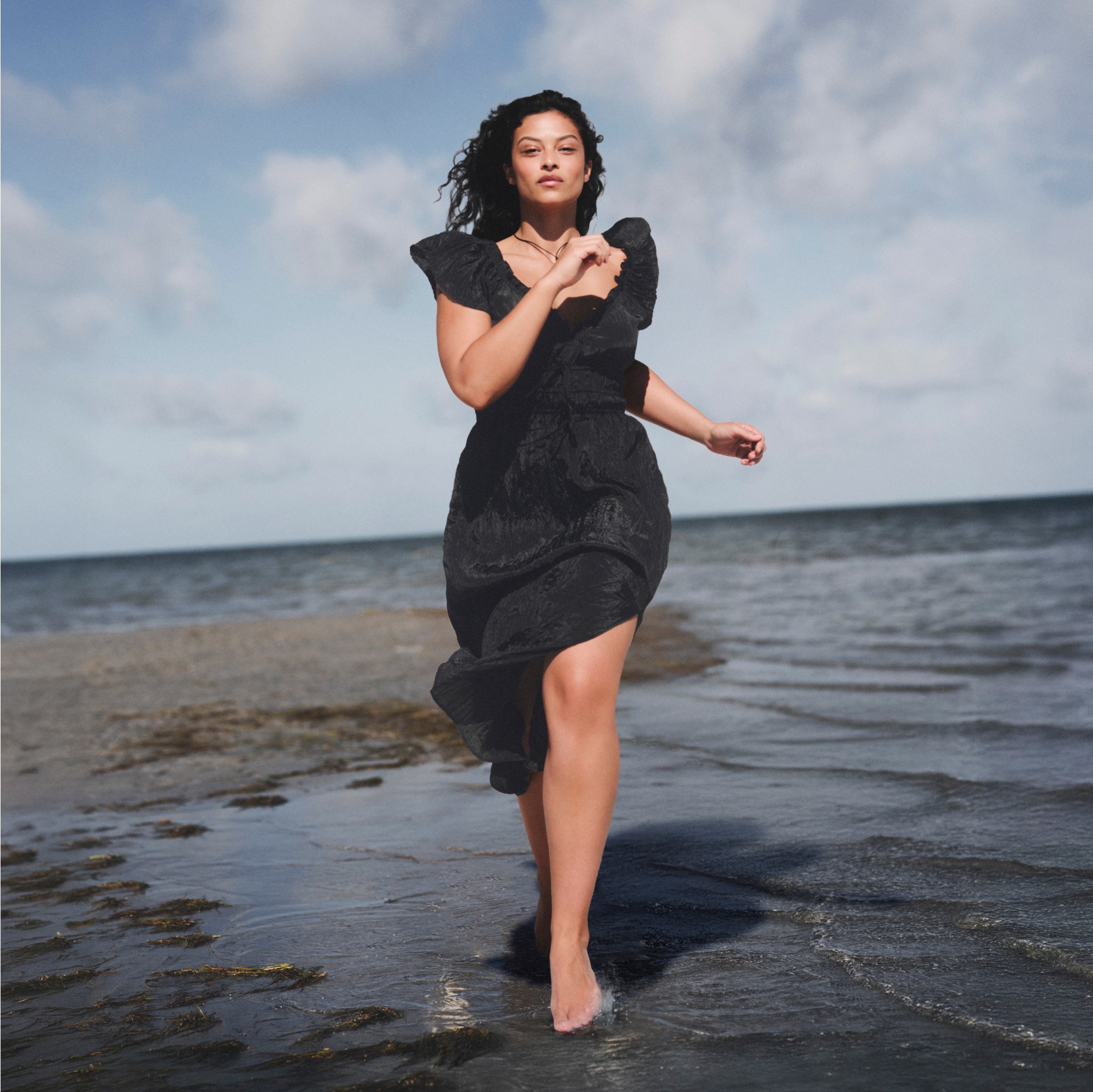 womens Palermo dress in viscose-blend crinkle