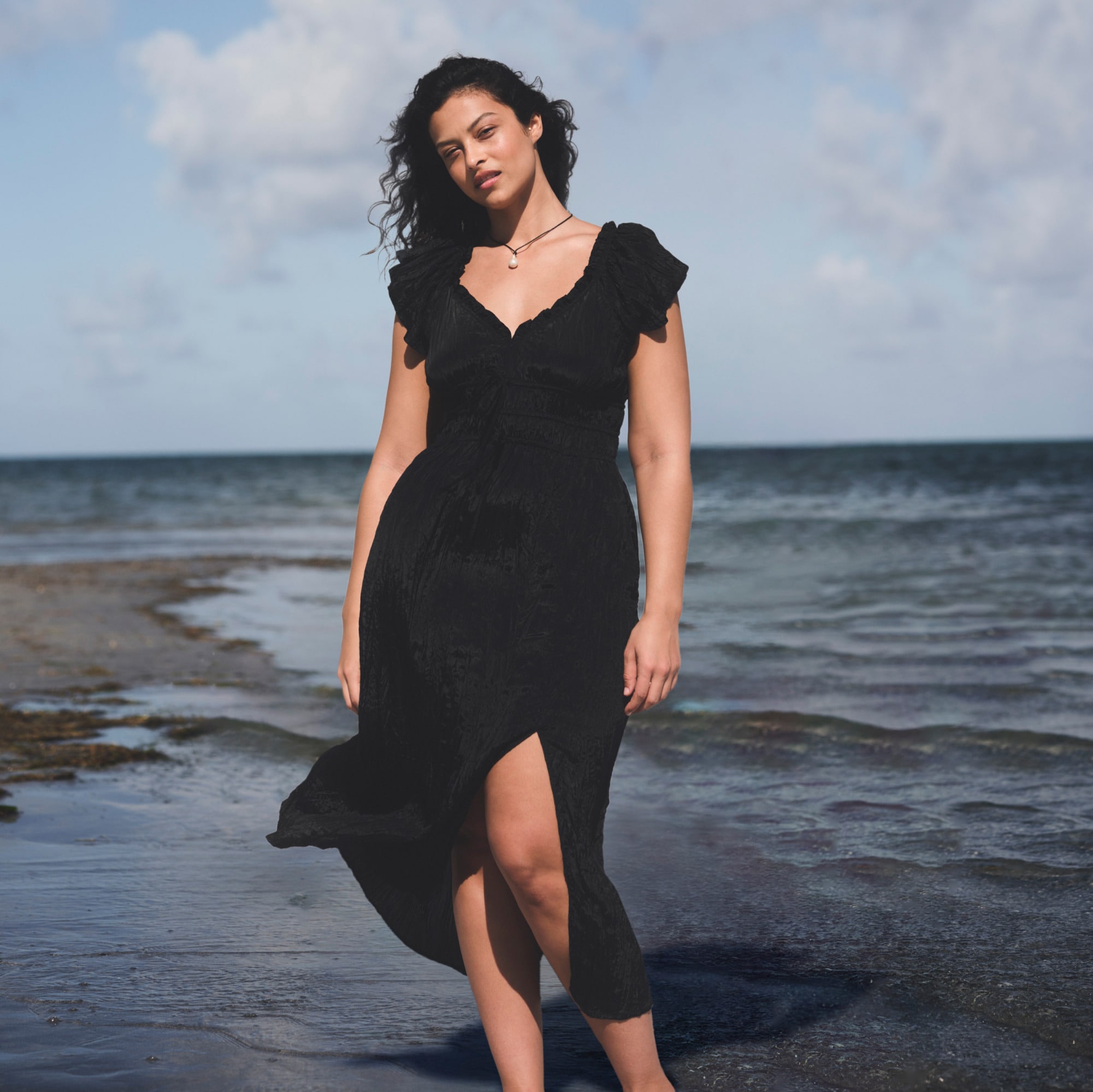 womens Palermo dress in viscose-blend crinkle
