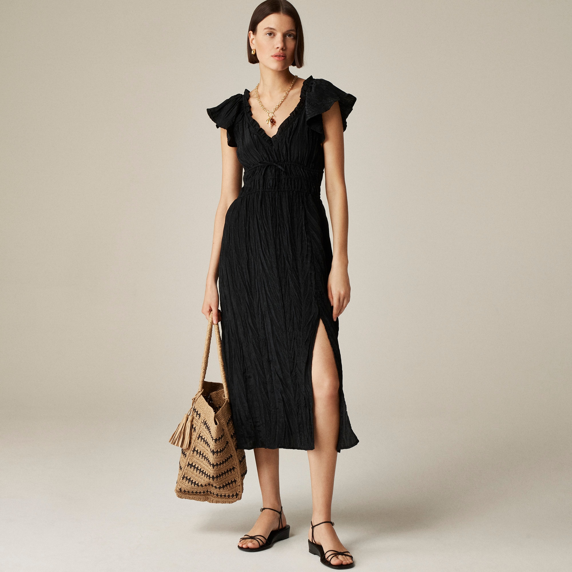 Palermo dress in viscose-blend crinkle