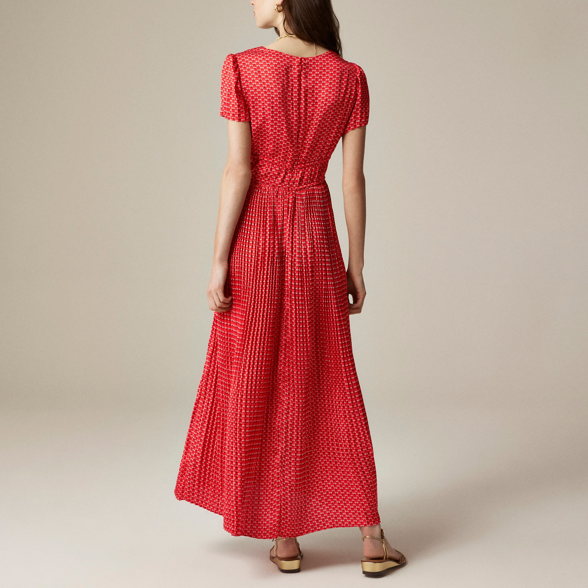 womens Pleated tie-waist dress in luster georgette