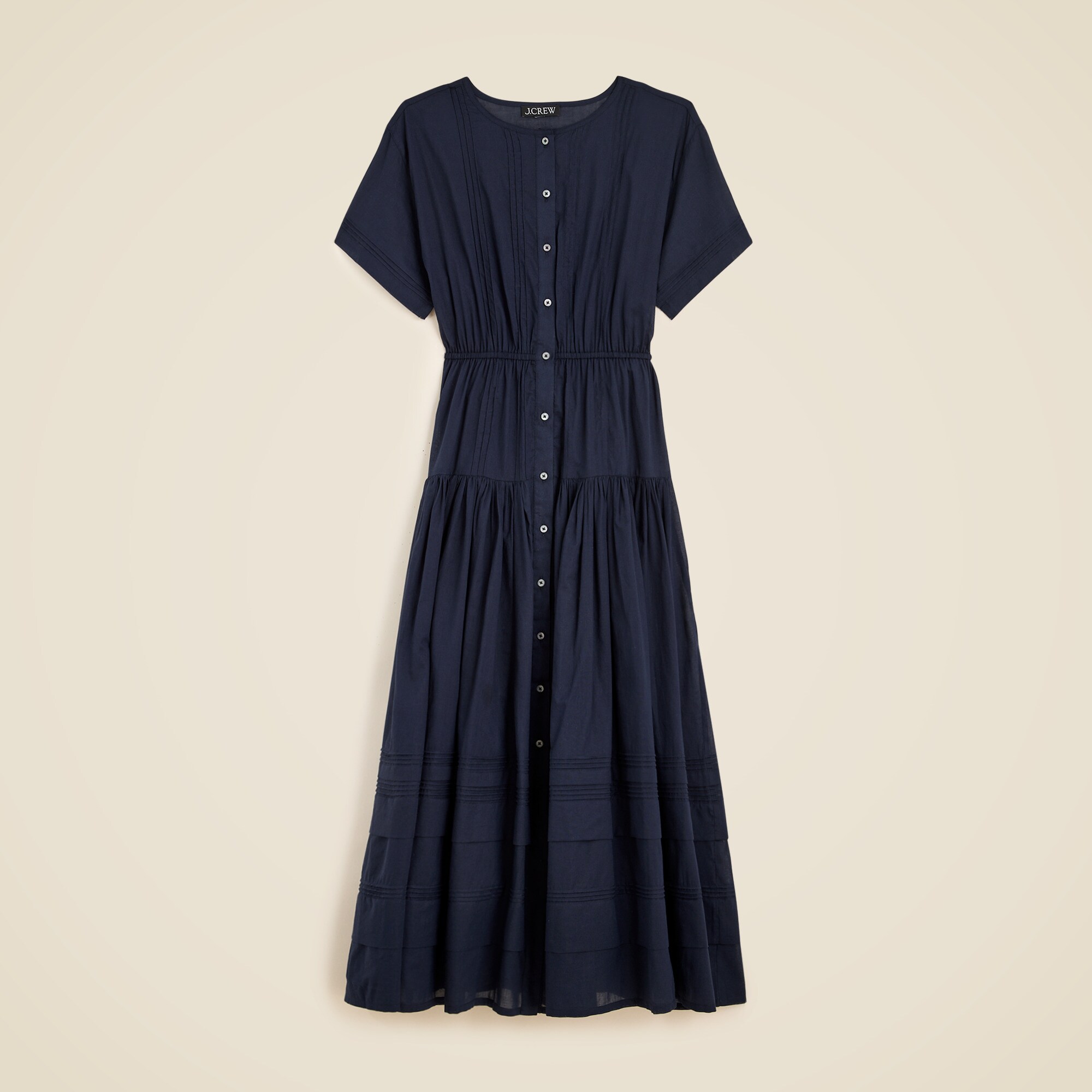 Pintuck shirt-dress in cotton voile