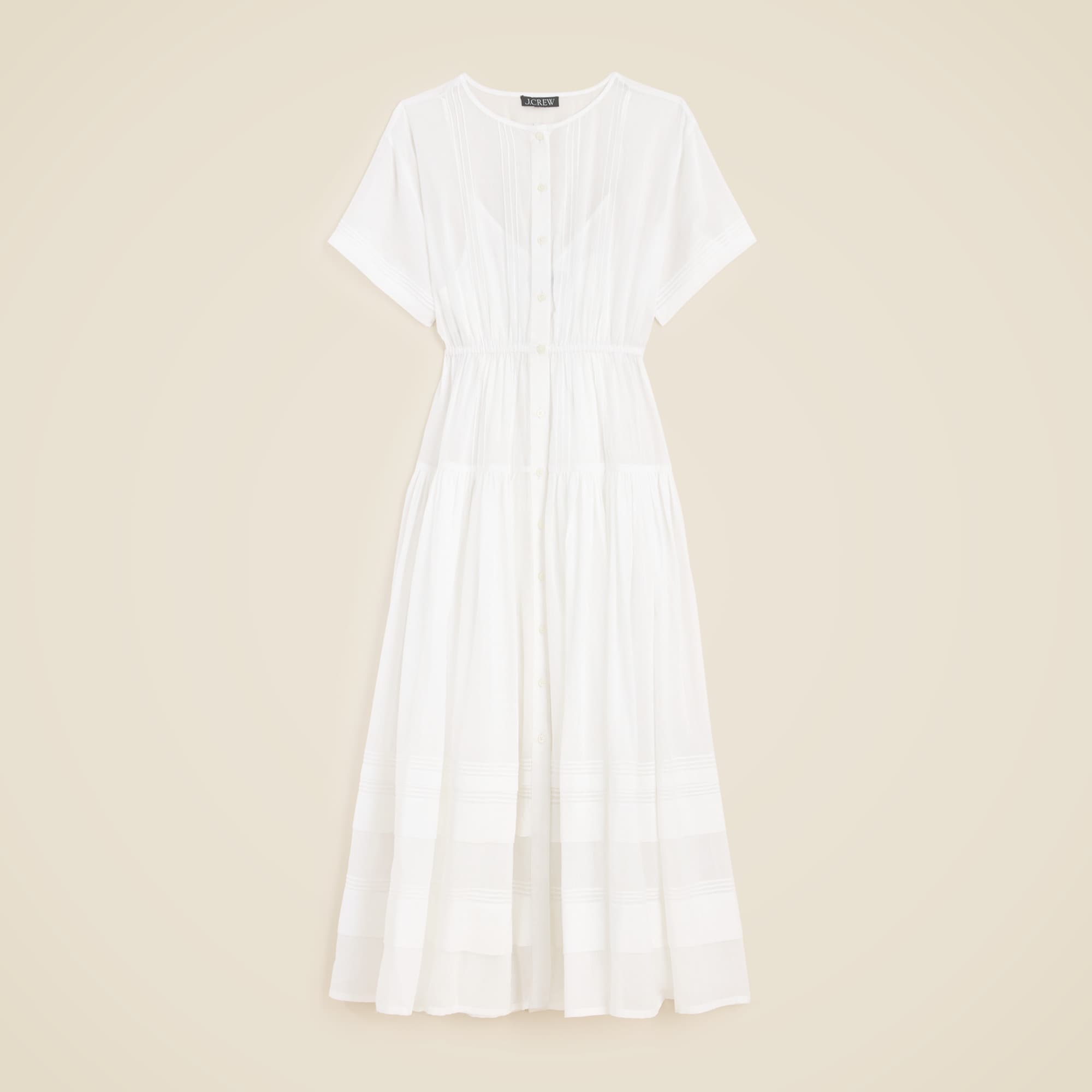 Pintuck shirtdress in cotton voile