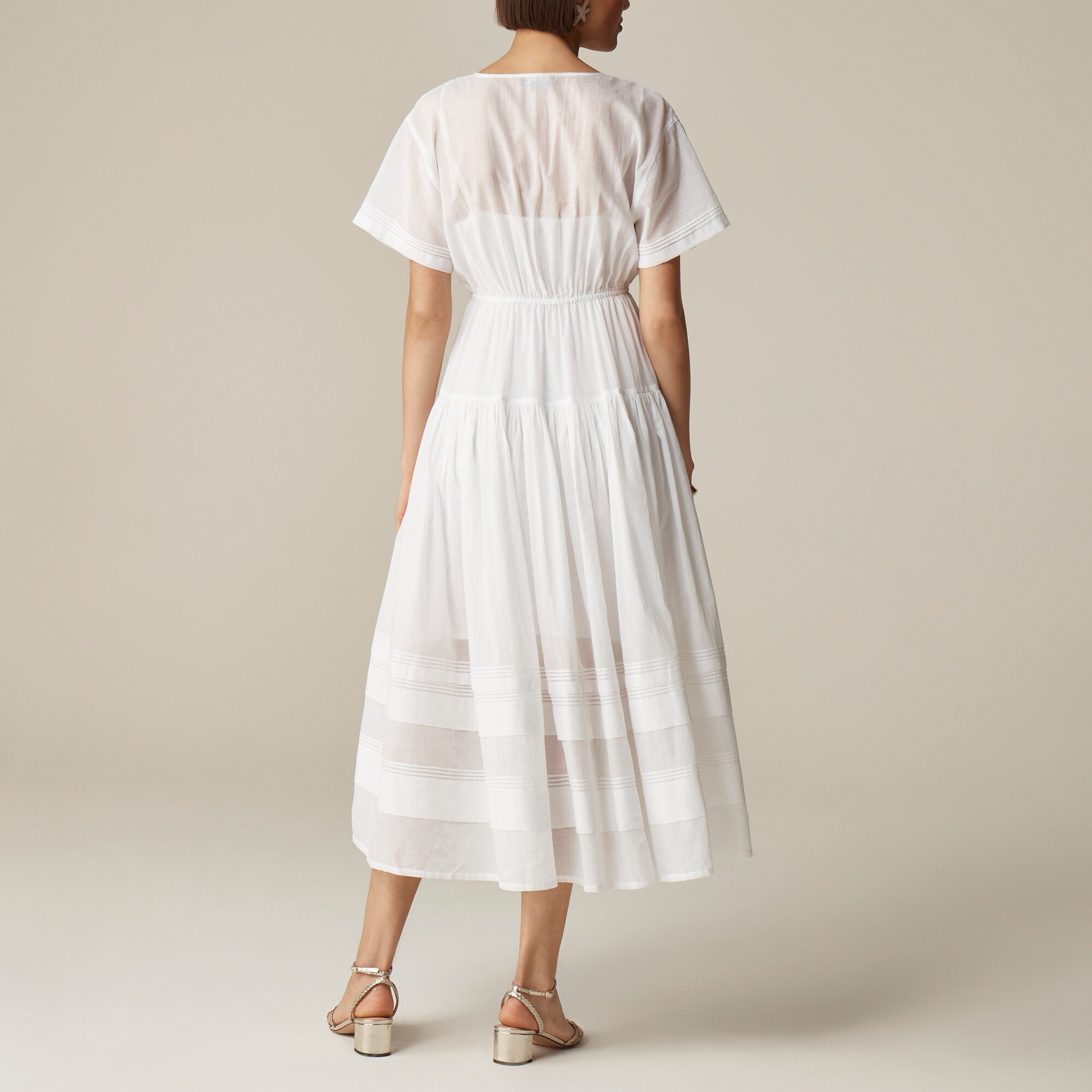 Pintuck shirtdress in cotton voile