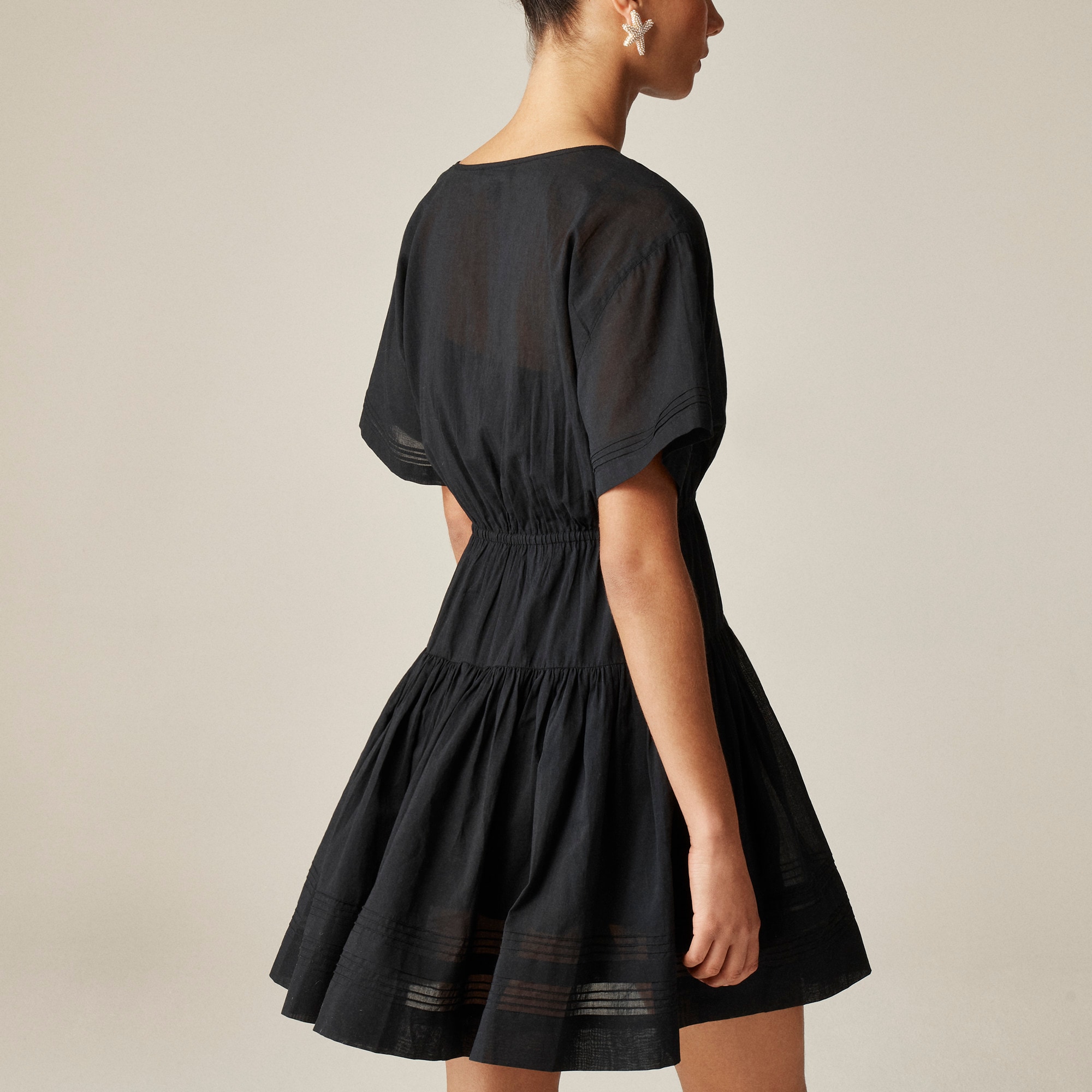 womens Pintuck mini shirtdress in cotton voile