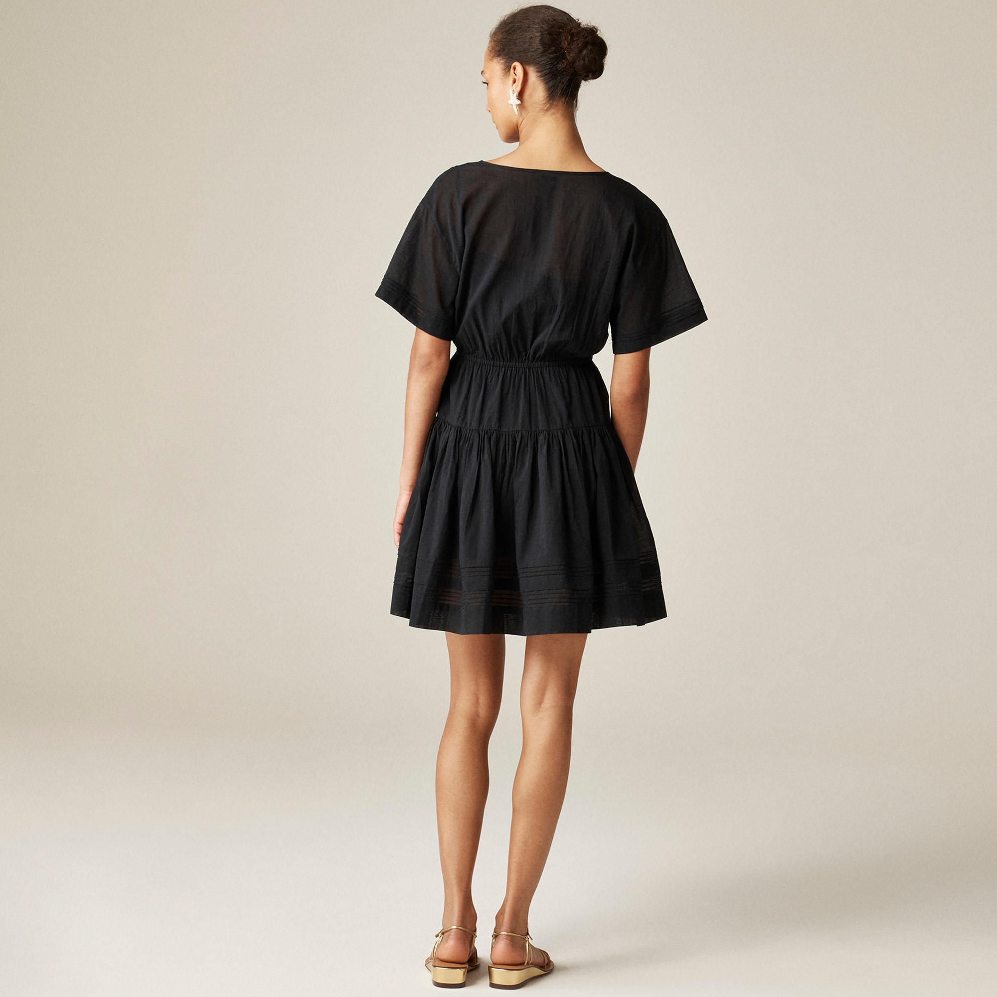 womens Pintuck mini shirtdress in cotton voile