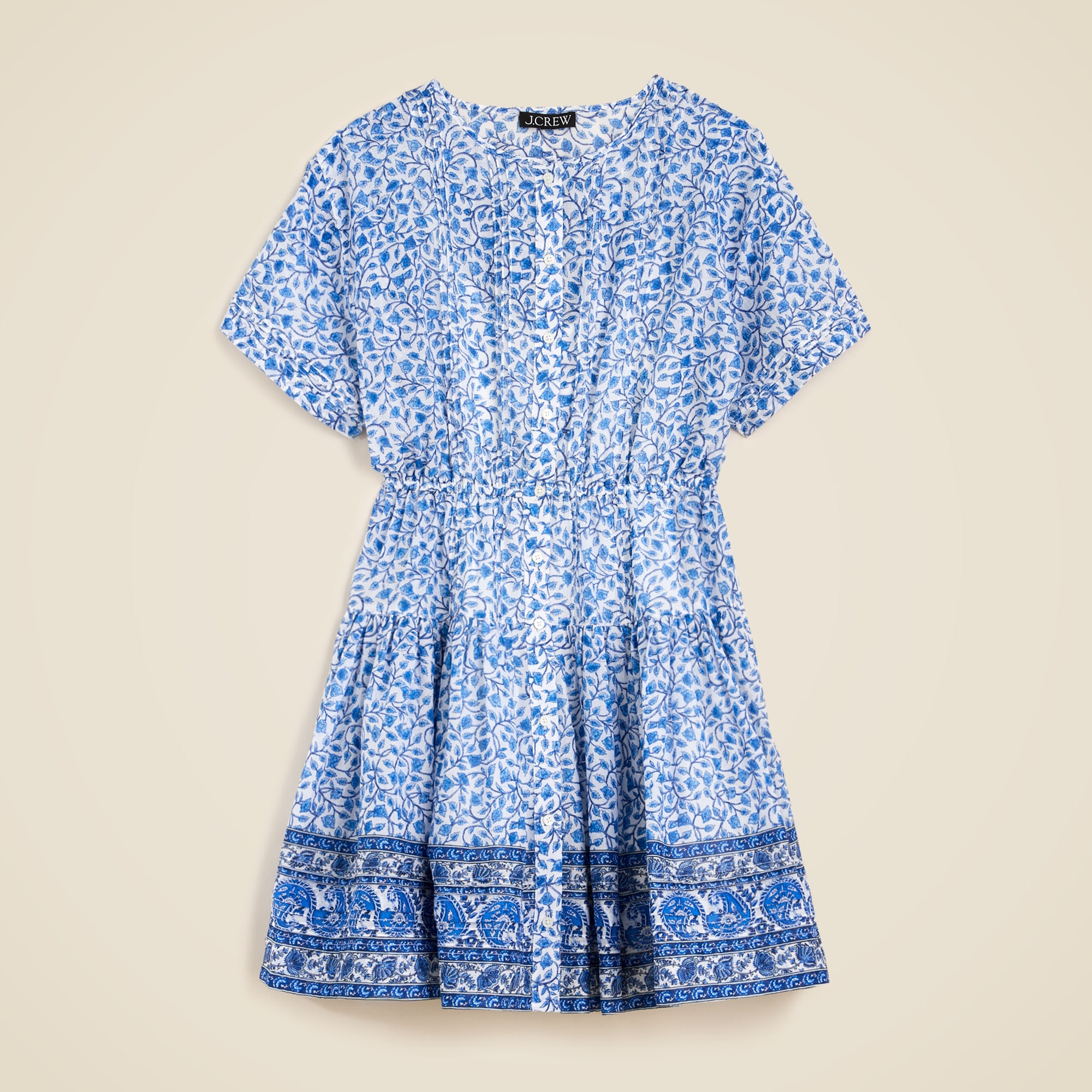 womens Pintuck mini shirtdress in bandana block print