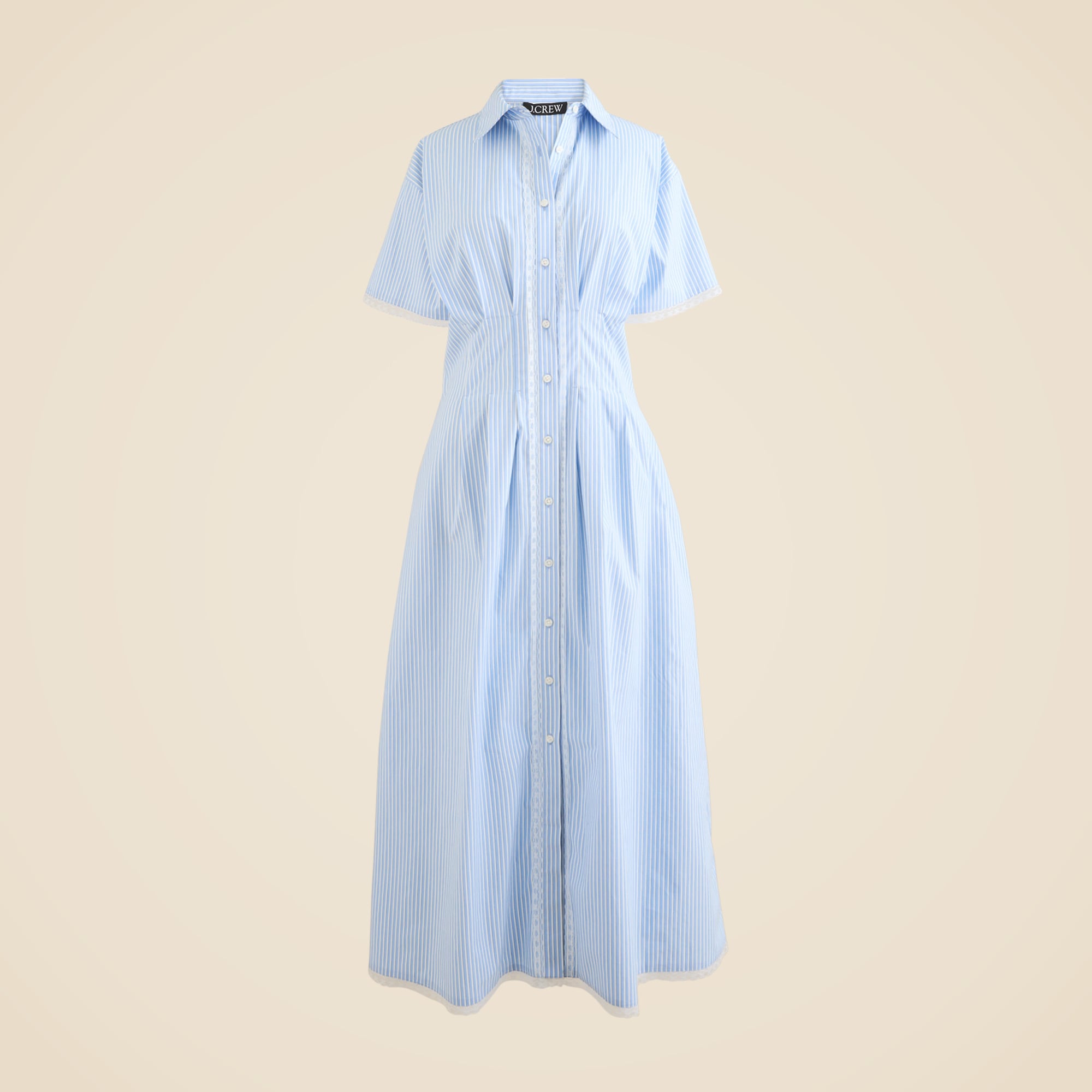 womens Wren lace-trim shirtdress in stripe