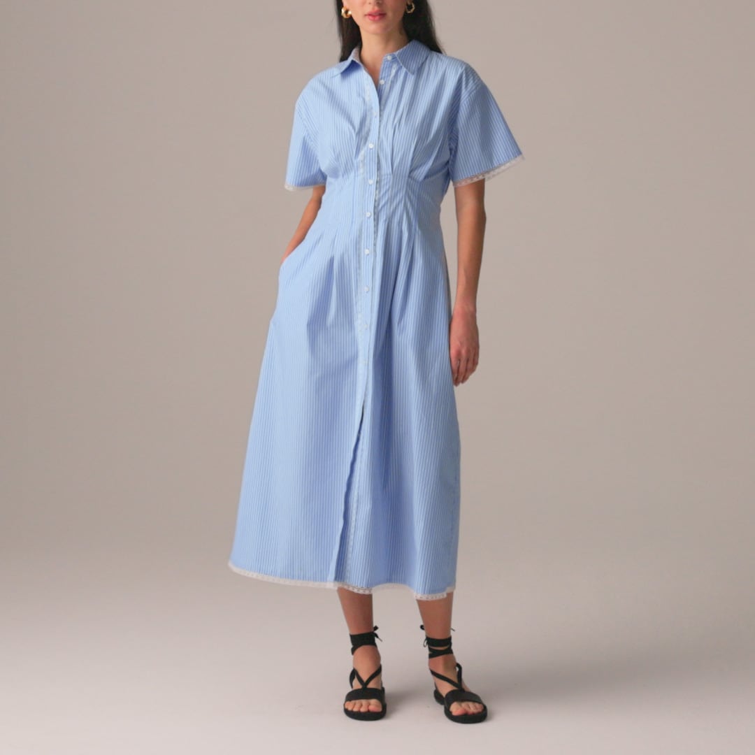 womens Wren lace-trim shirtdress in stripe