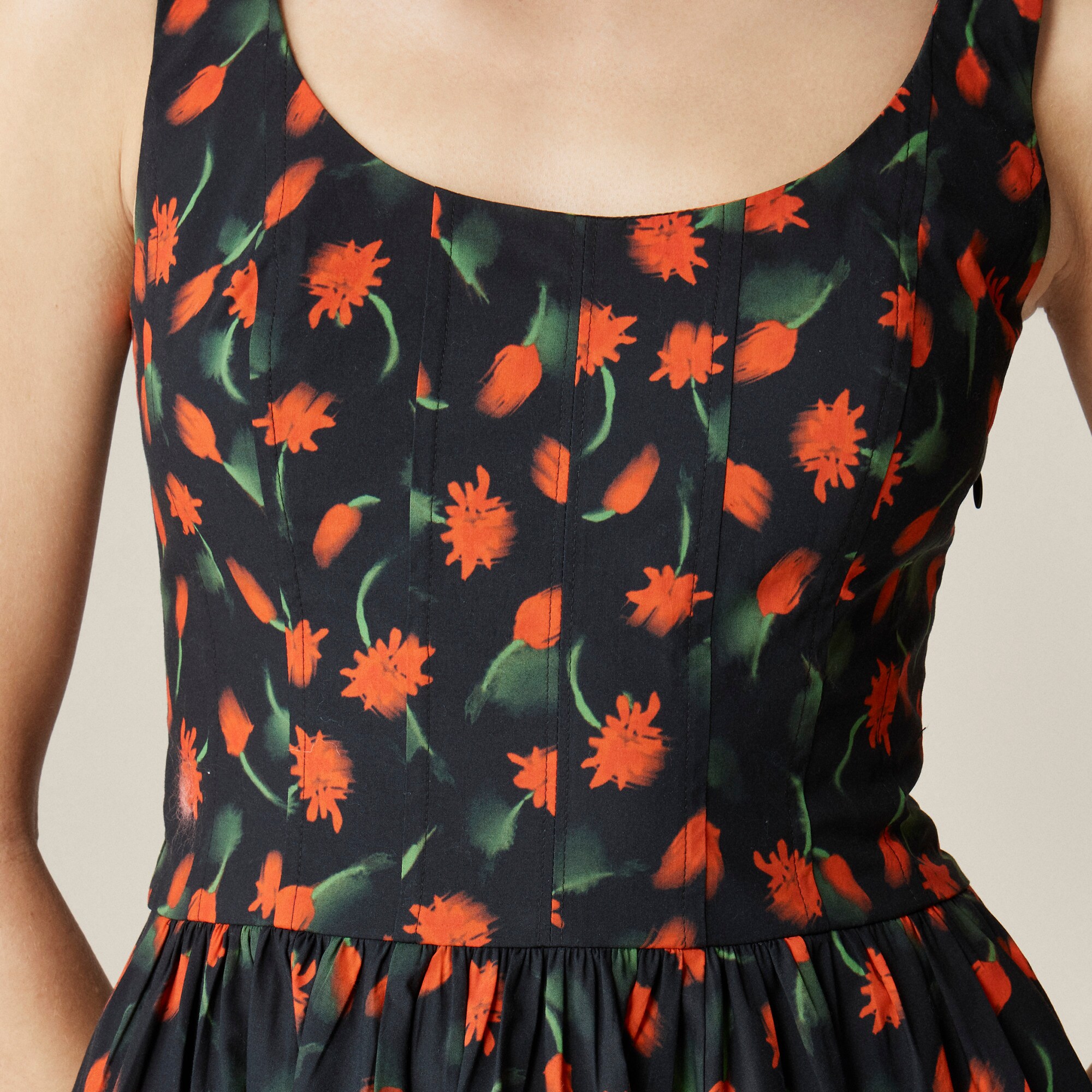 Fit-and-flare mini dress in painted daisy print