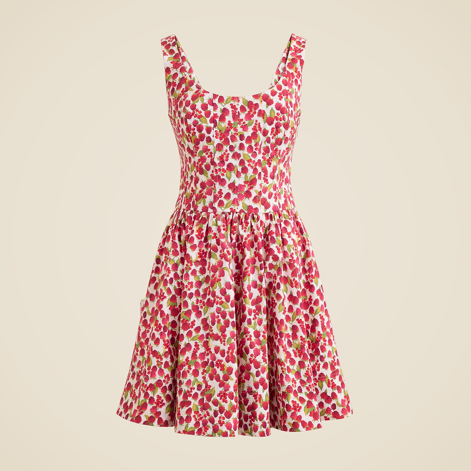 Fit-and-flare mini dress in raspberry print