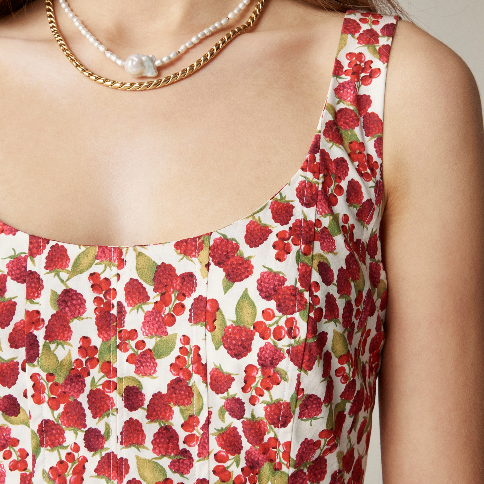 Fit-and-flare mini dress in raspberry print