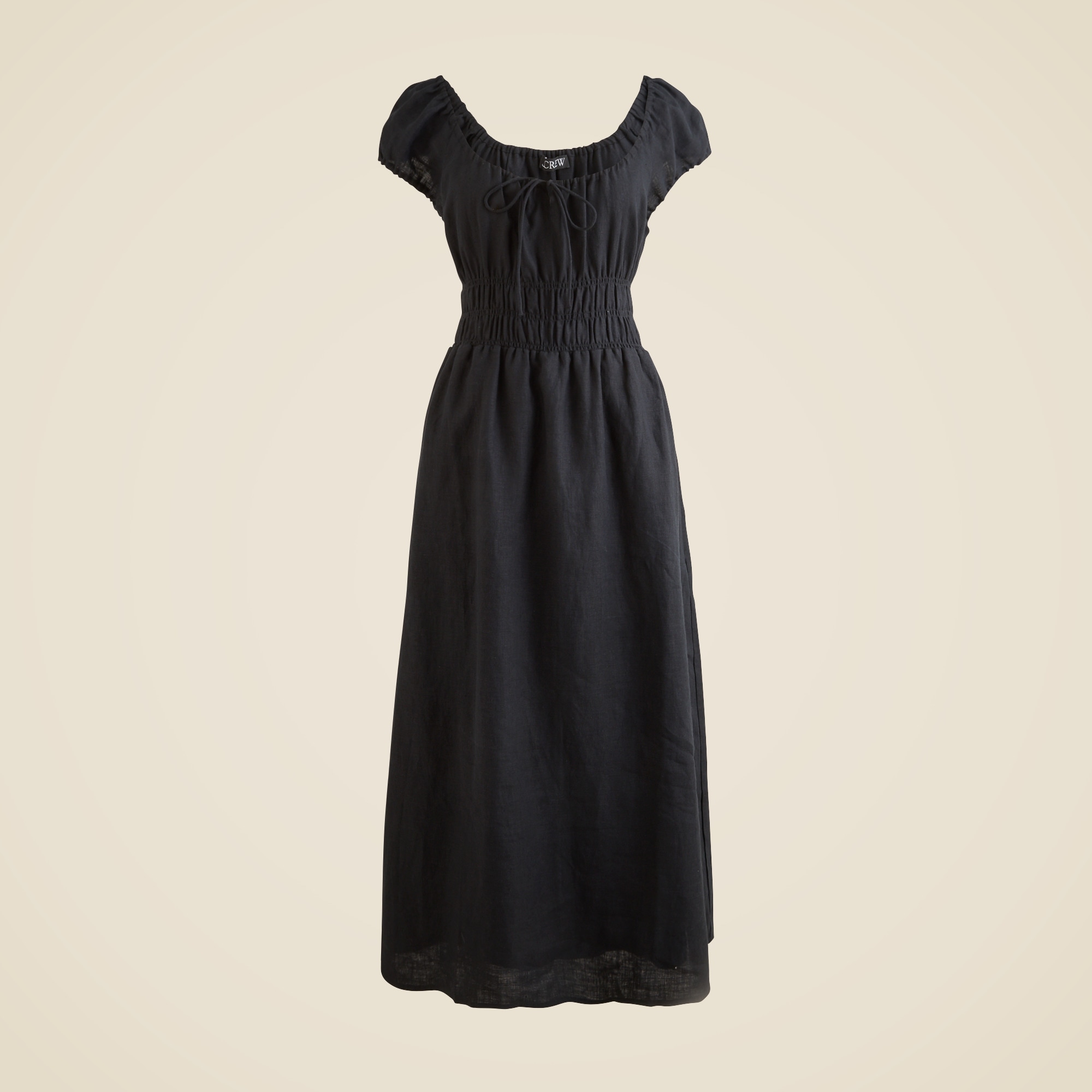  Cap-sleeve midi dress in linen