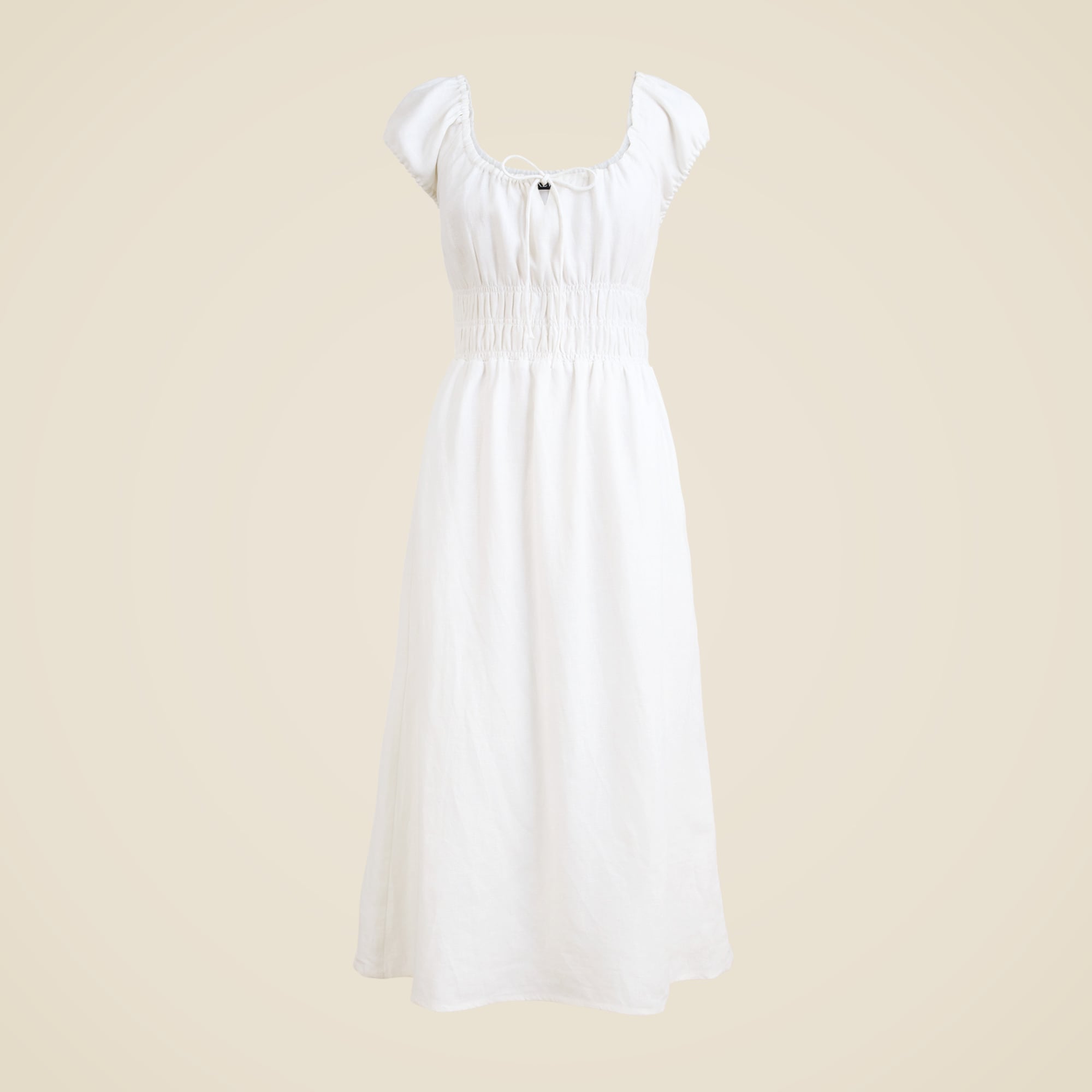 Cap-sleeve midi dress in linen