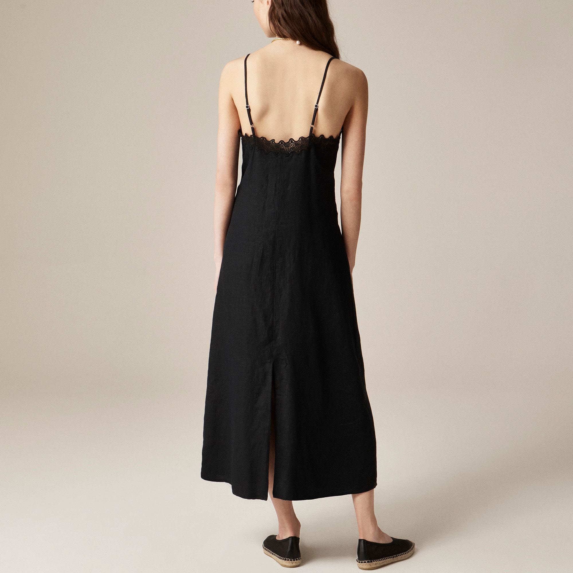 womens Lace-trim slip dress in linen