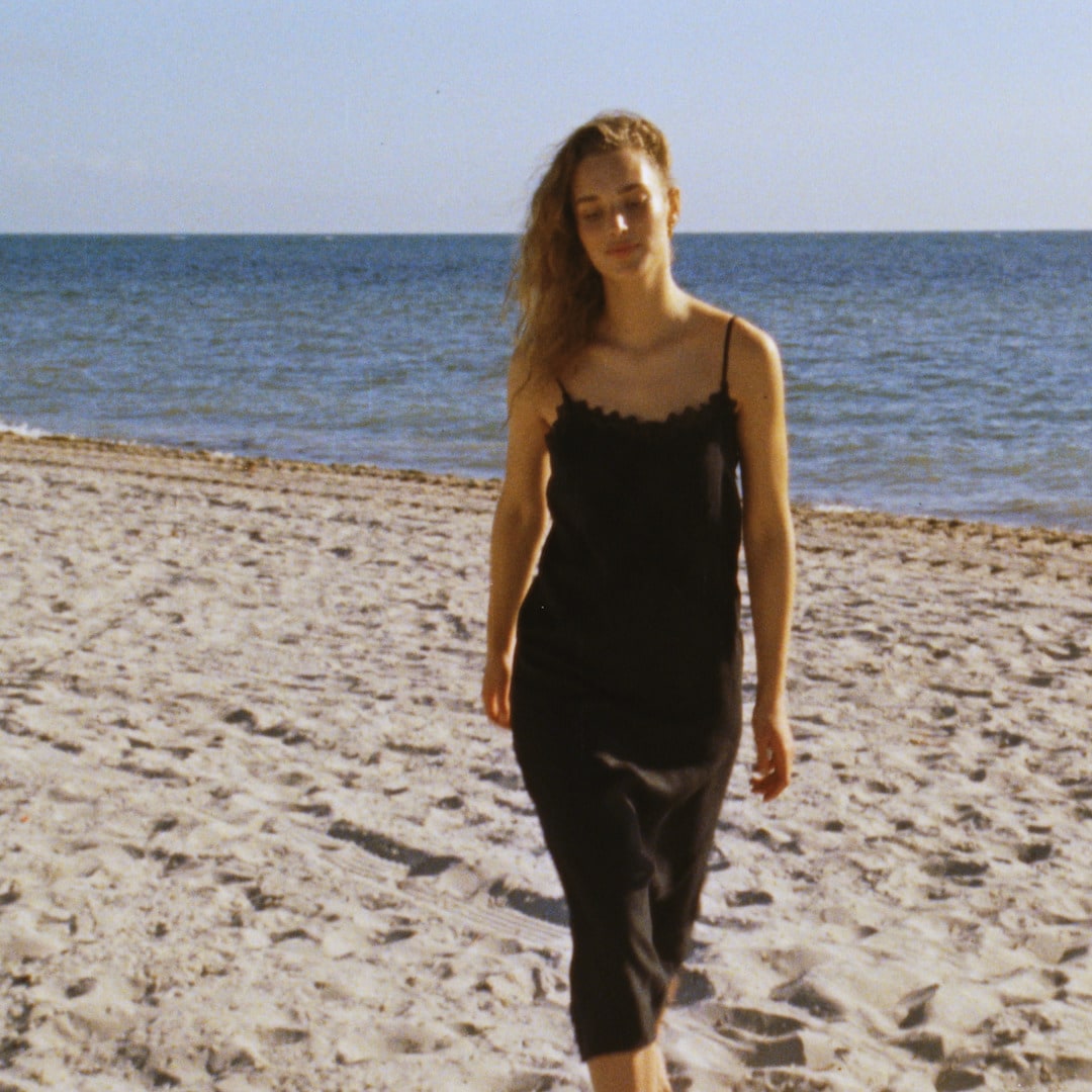 womens Lace-trim slip dress in linen