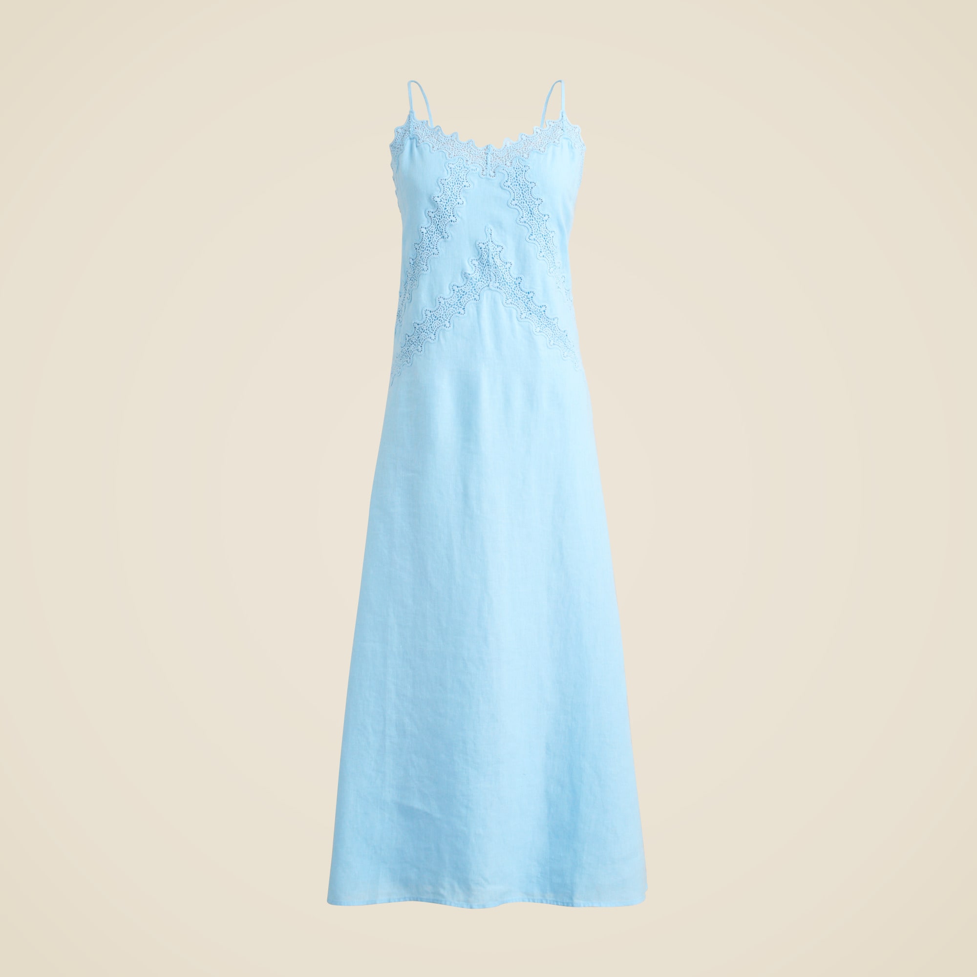 Lace-trim Slip Dress In Linen For Women | J.Crew