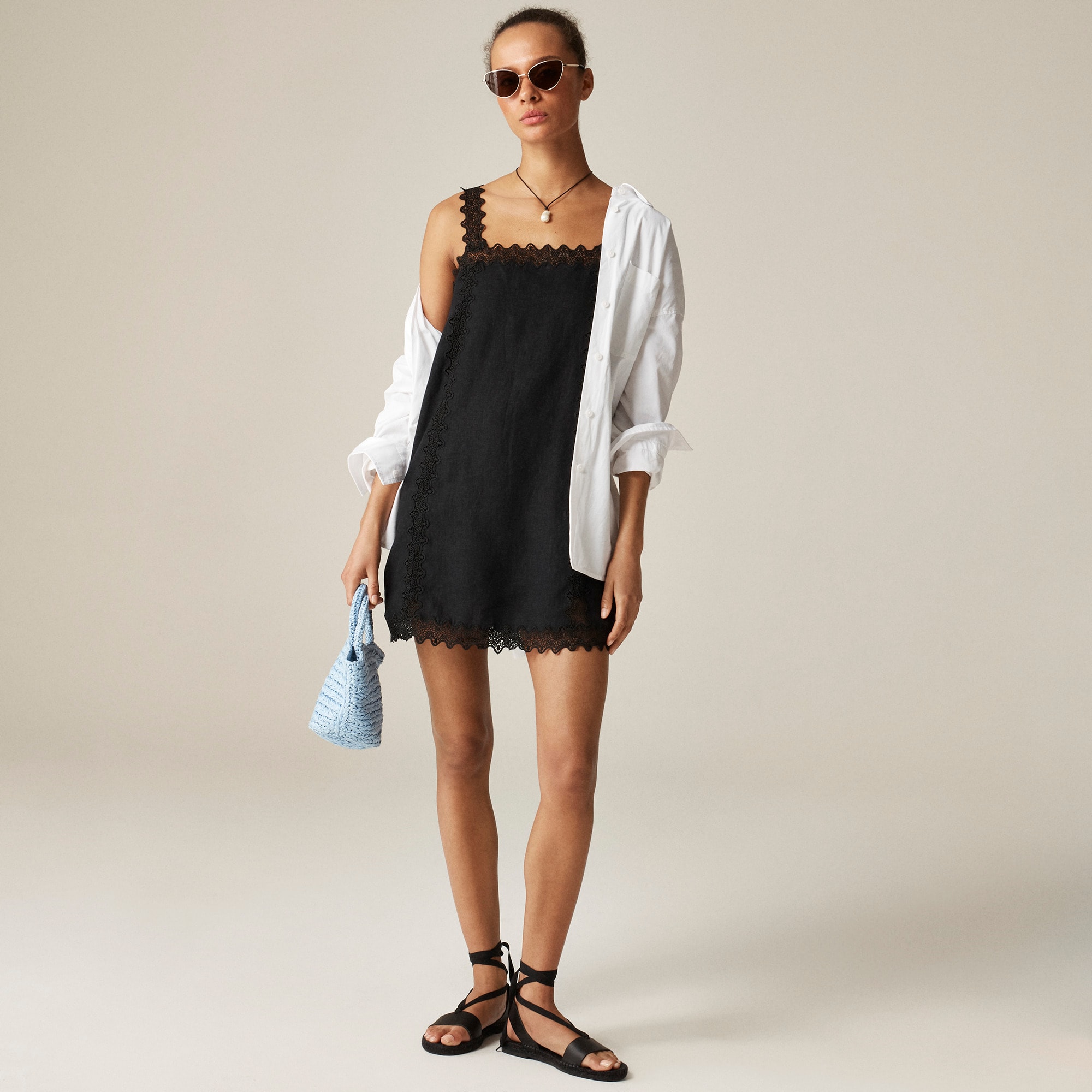 womens Lace-trim shift dress