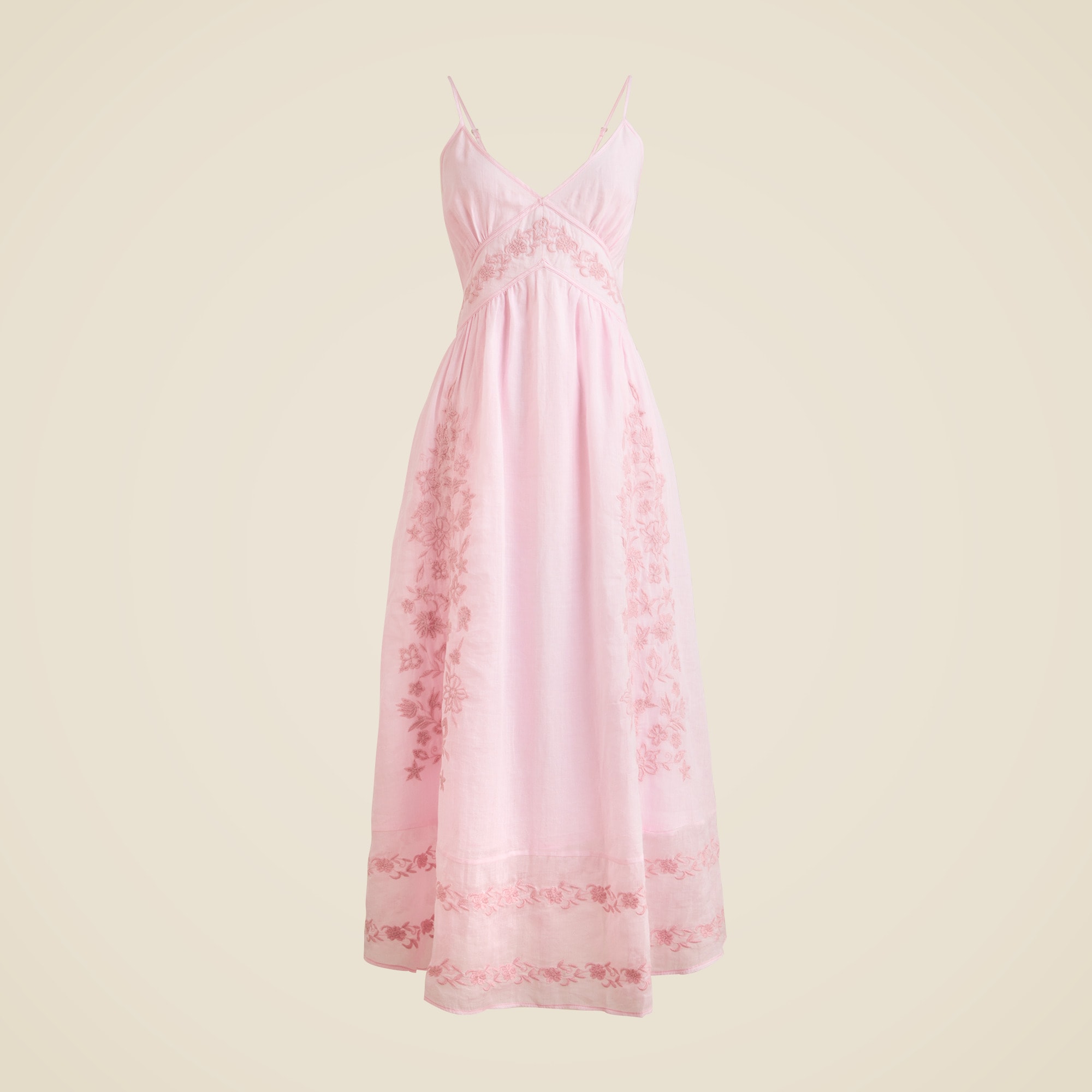 womens Embroidered midi dress in ramie