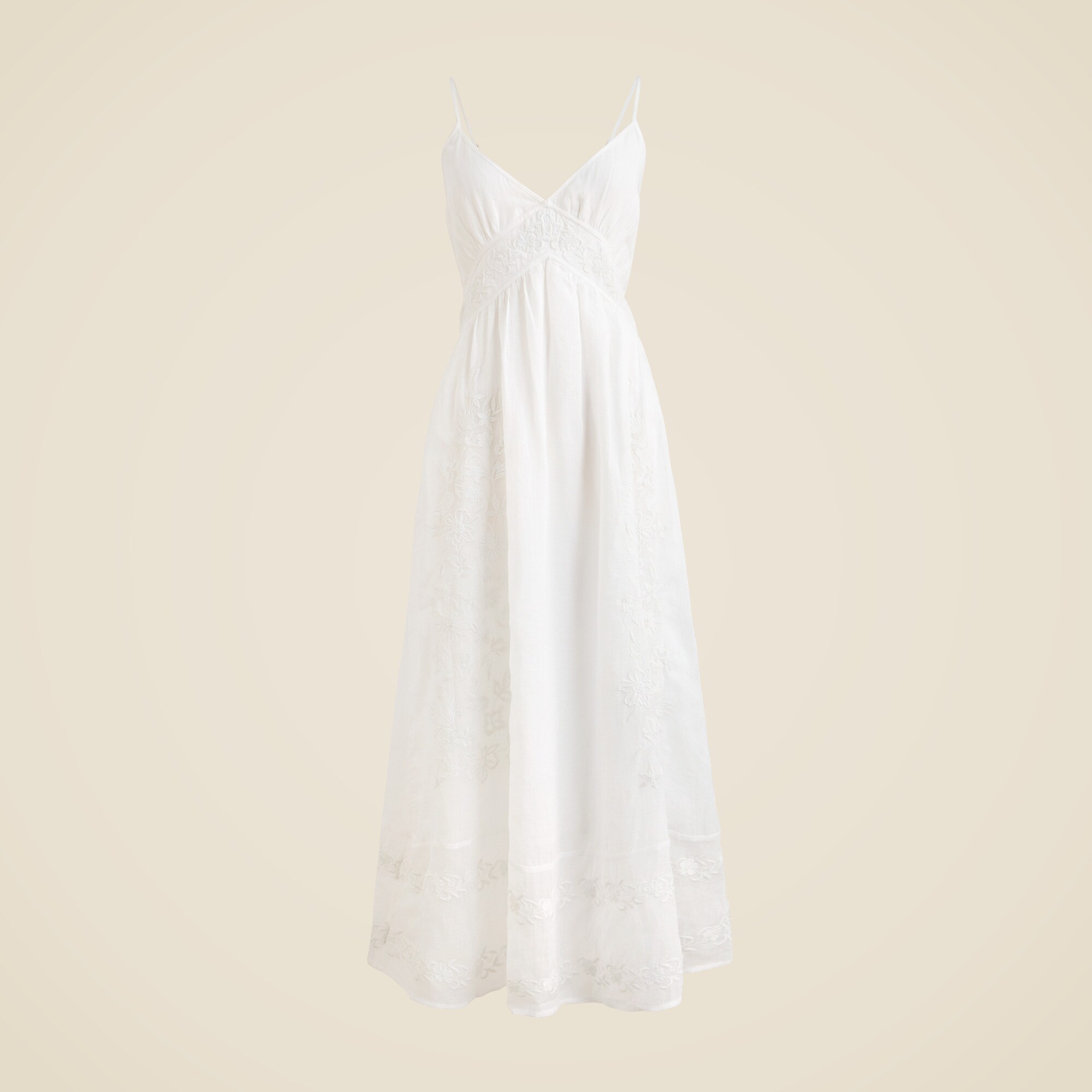 Embroidered midi dress in ramie