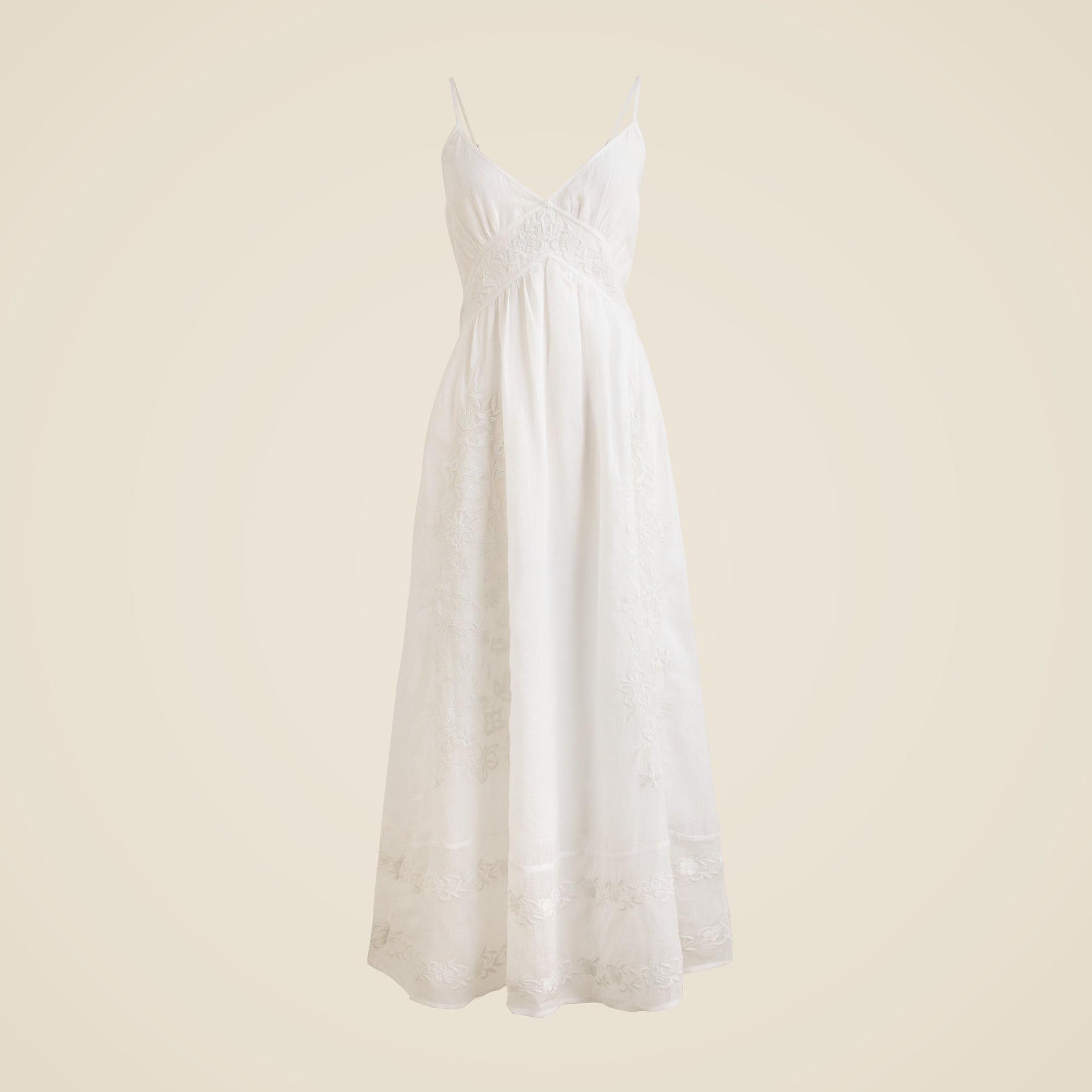 Embroidered midi dress in ramie
