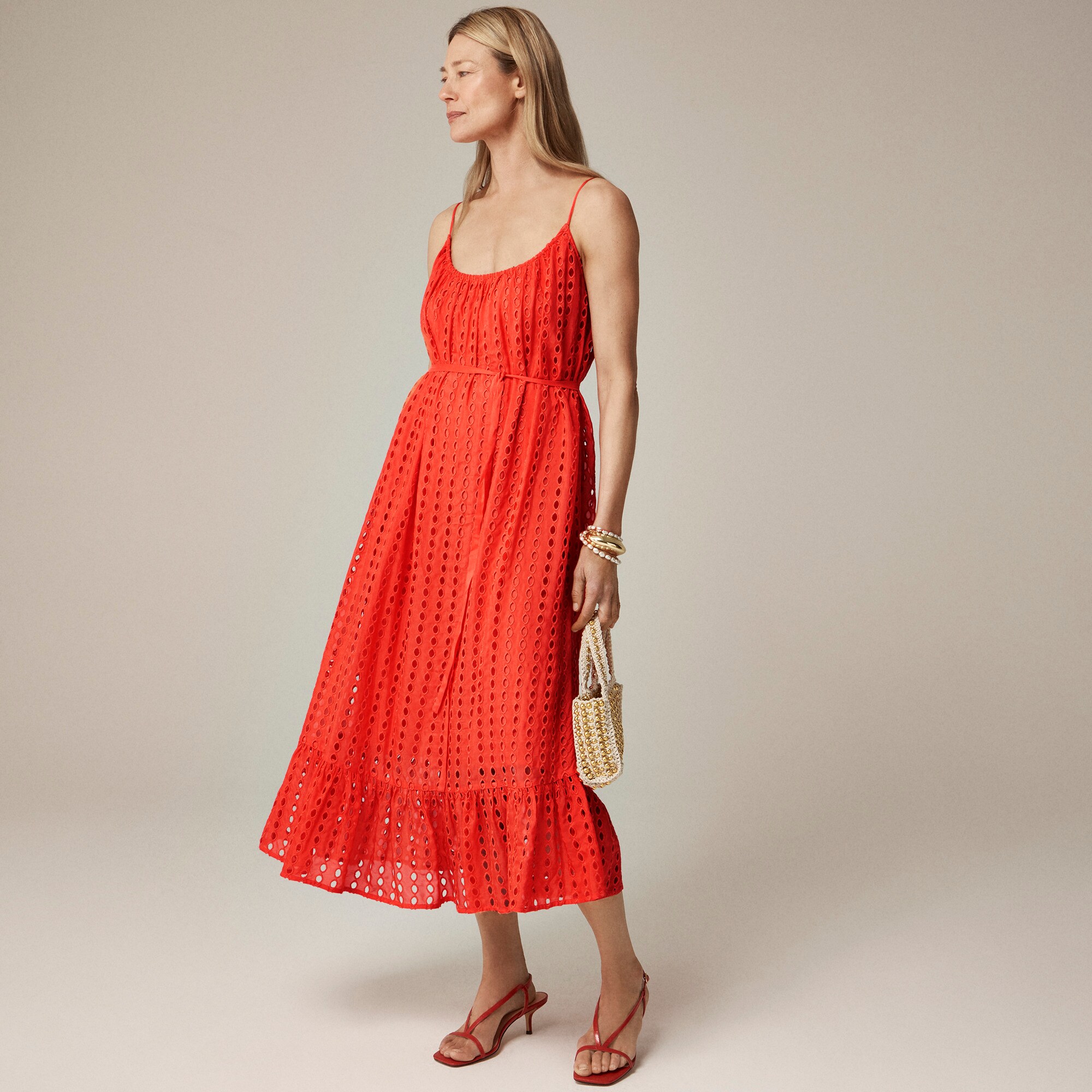 Oval Eyelet Midi Dress For Women