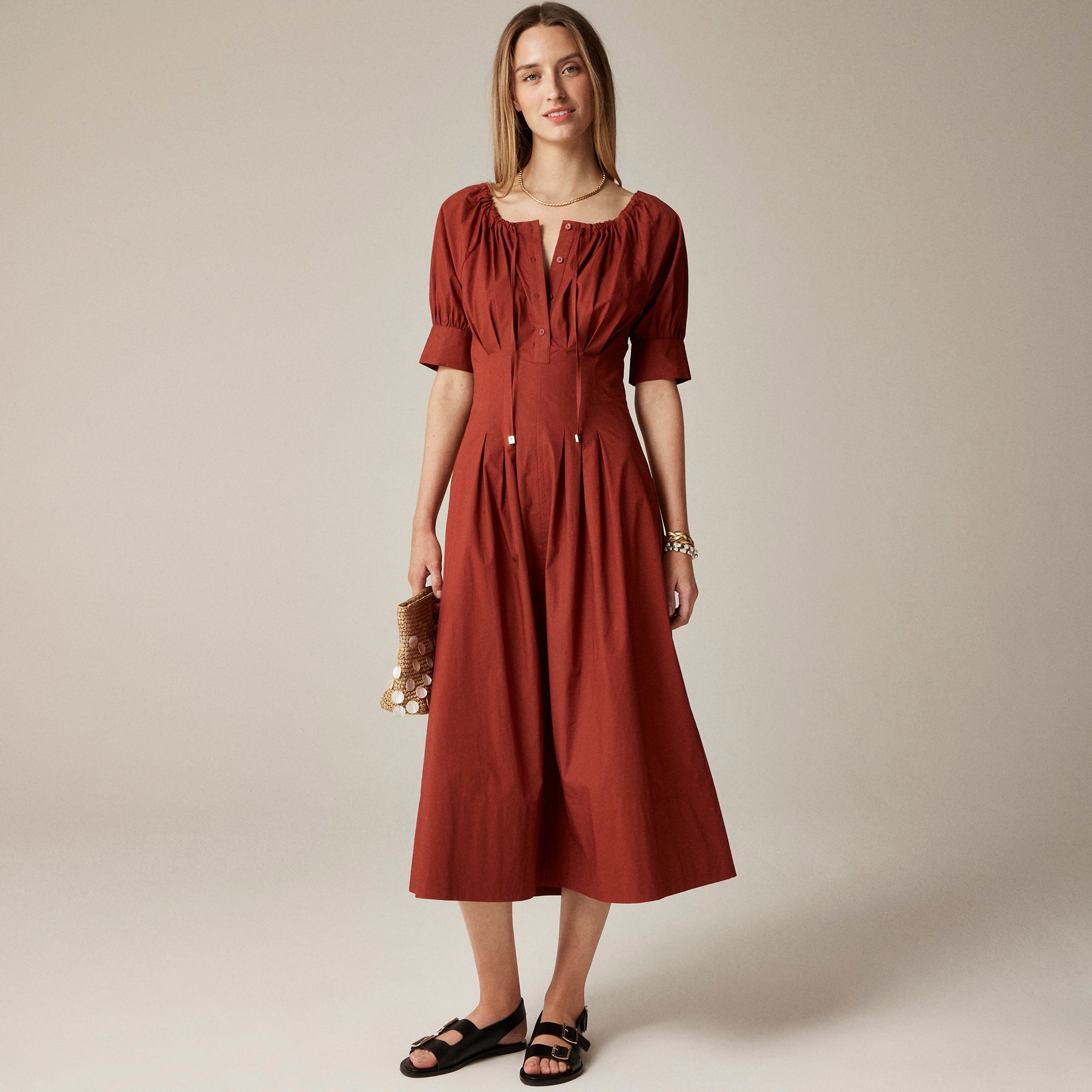 Cinched-waist shirtdress