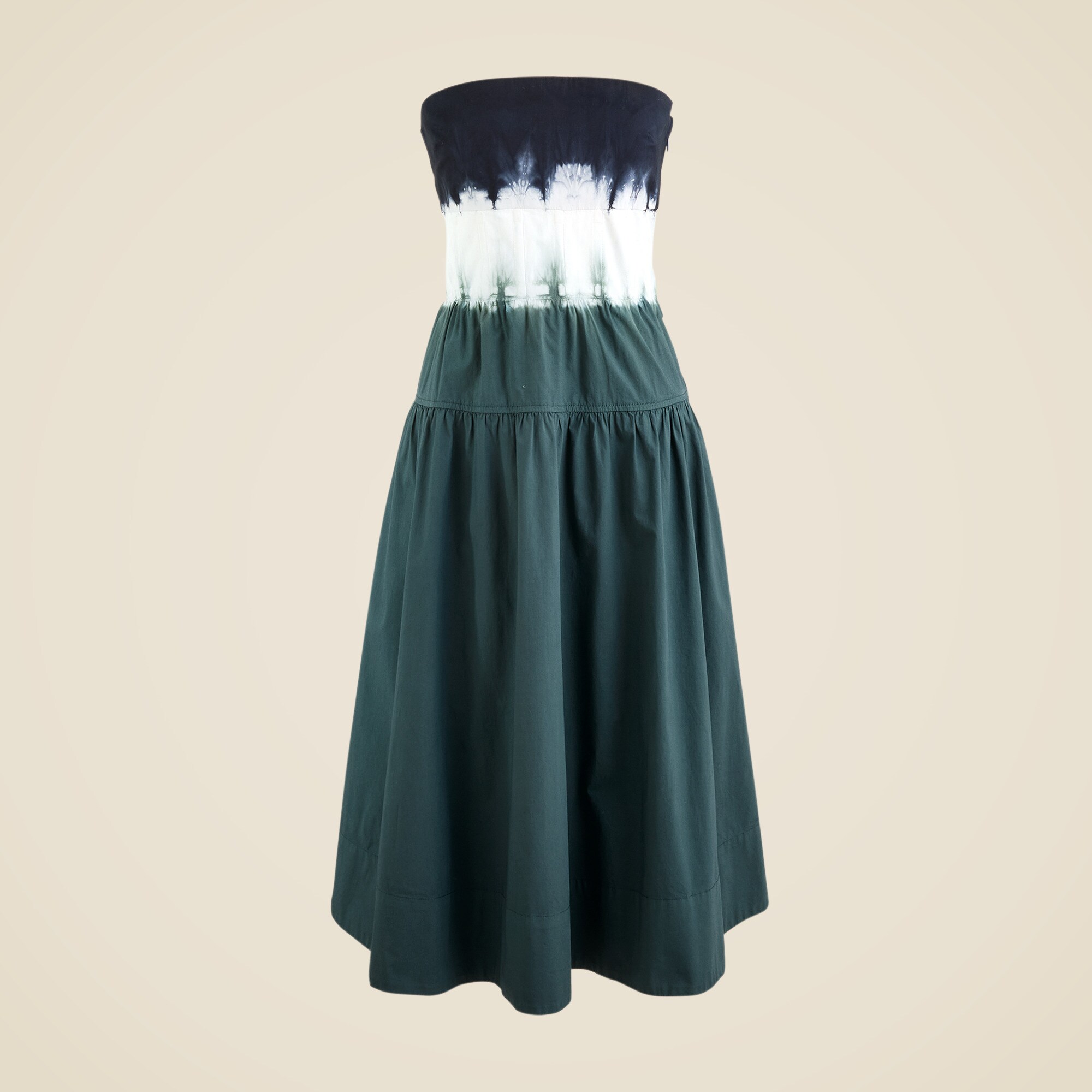  Strapless drop-waist dress in dip-dye