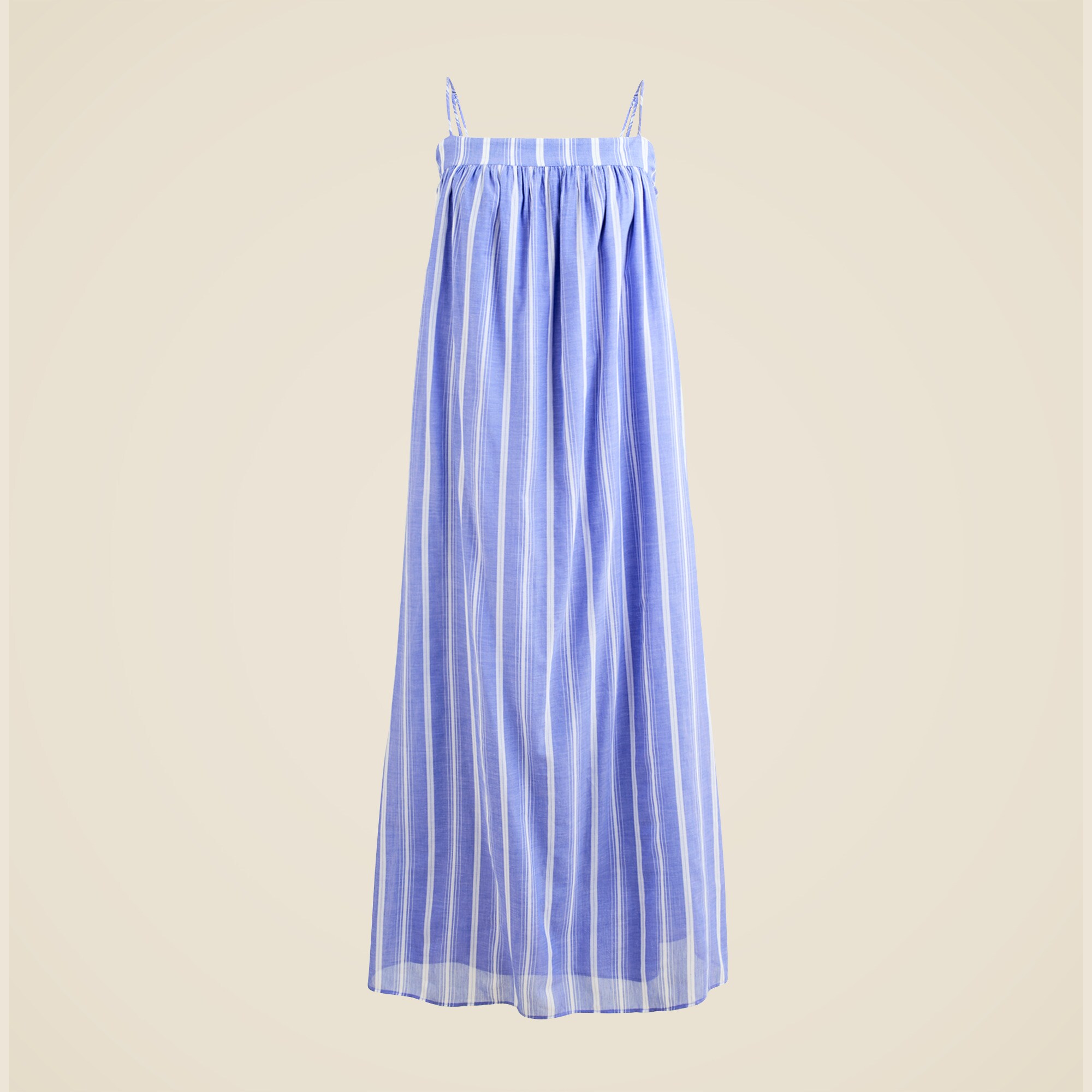 Floaty midi dress in striped cotton voile