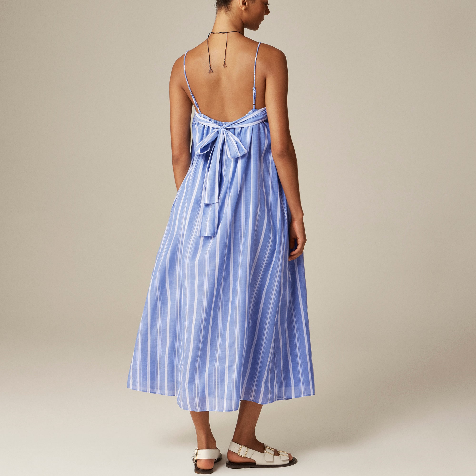 Floaty midi dress in striped cotton voile - image 4